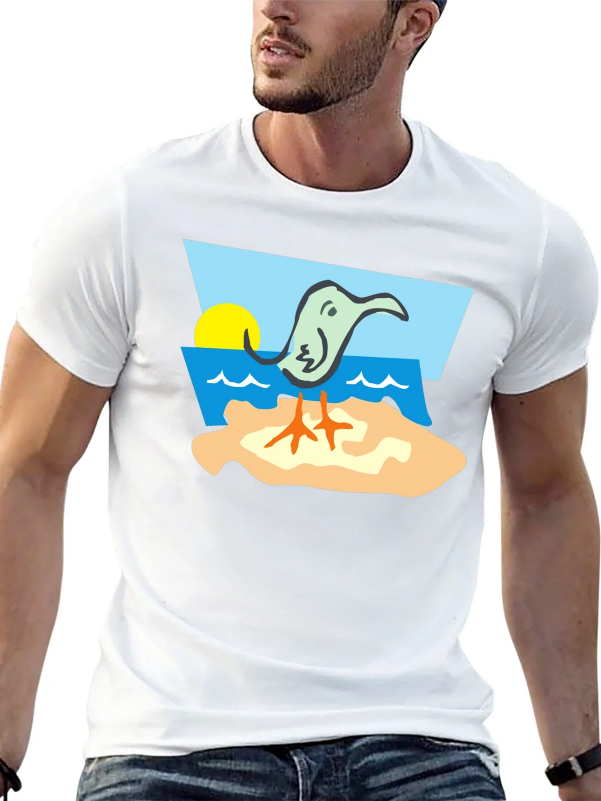 Cartoon Bird Beach T-Shirt - Unique Design product image 10