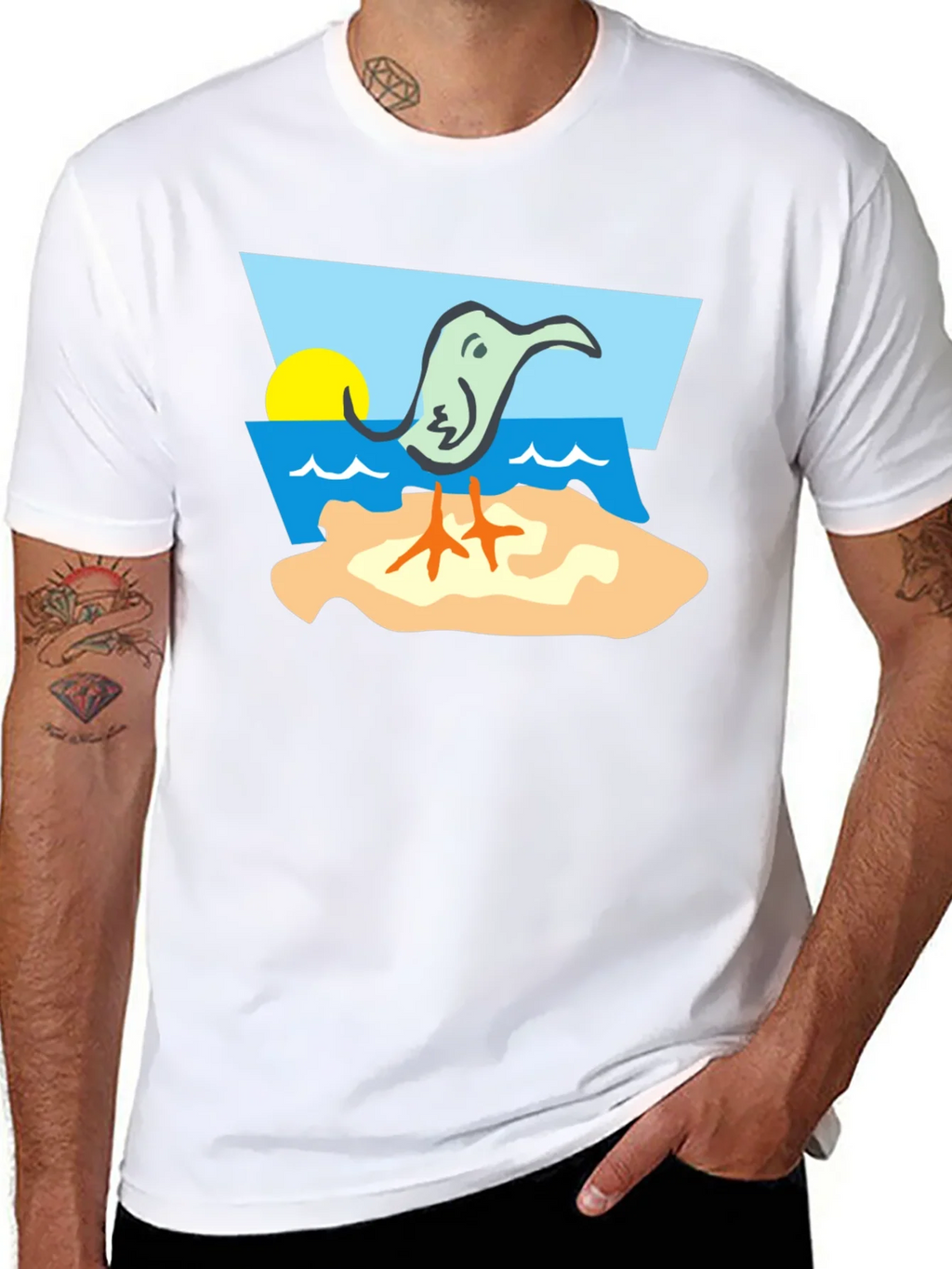 Cartoon Bird Beach T-Shirt - Unique Design product image 5