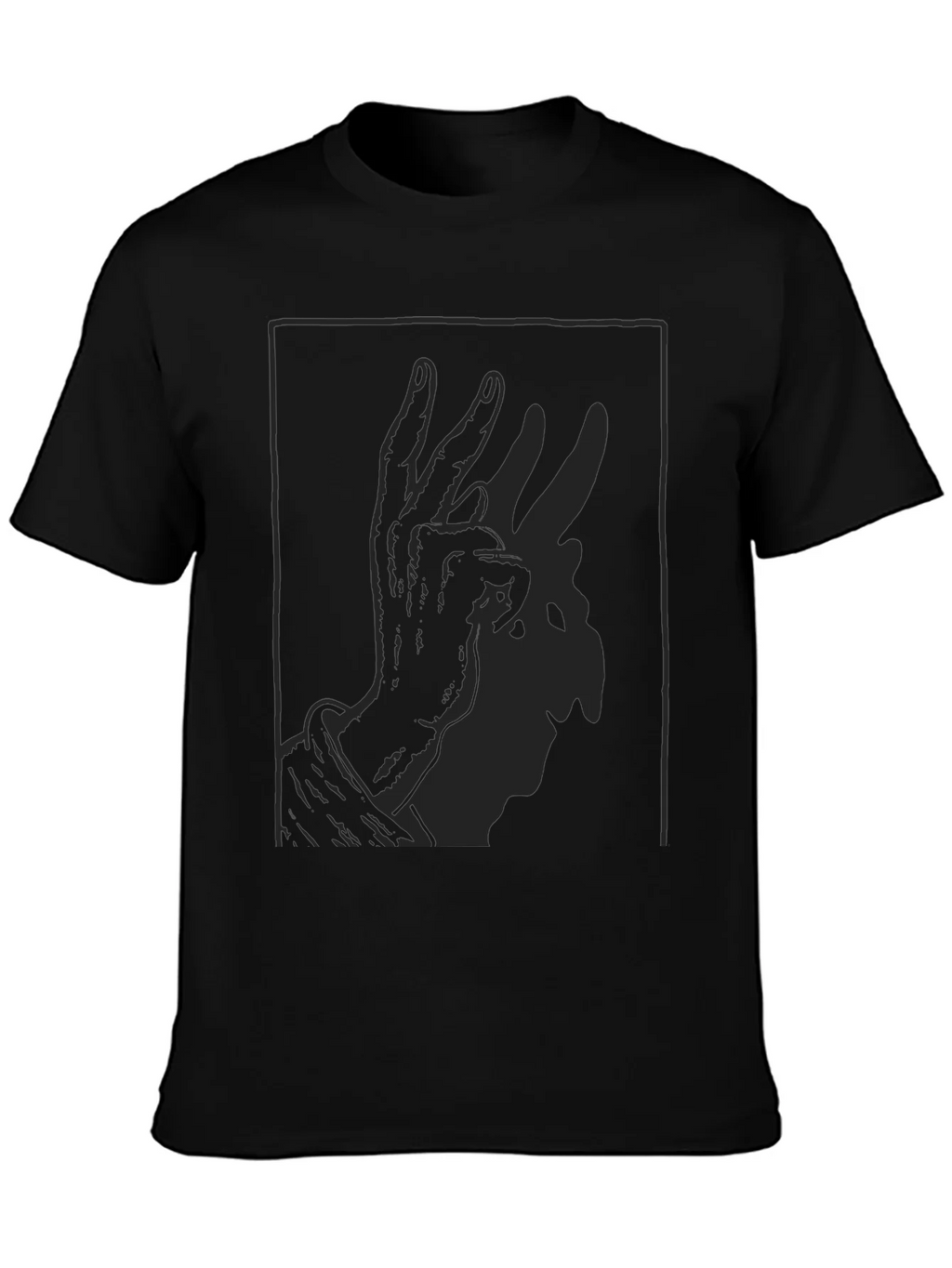 Shadow Rabbit Hand Gesture Black T-Shirt product image 3