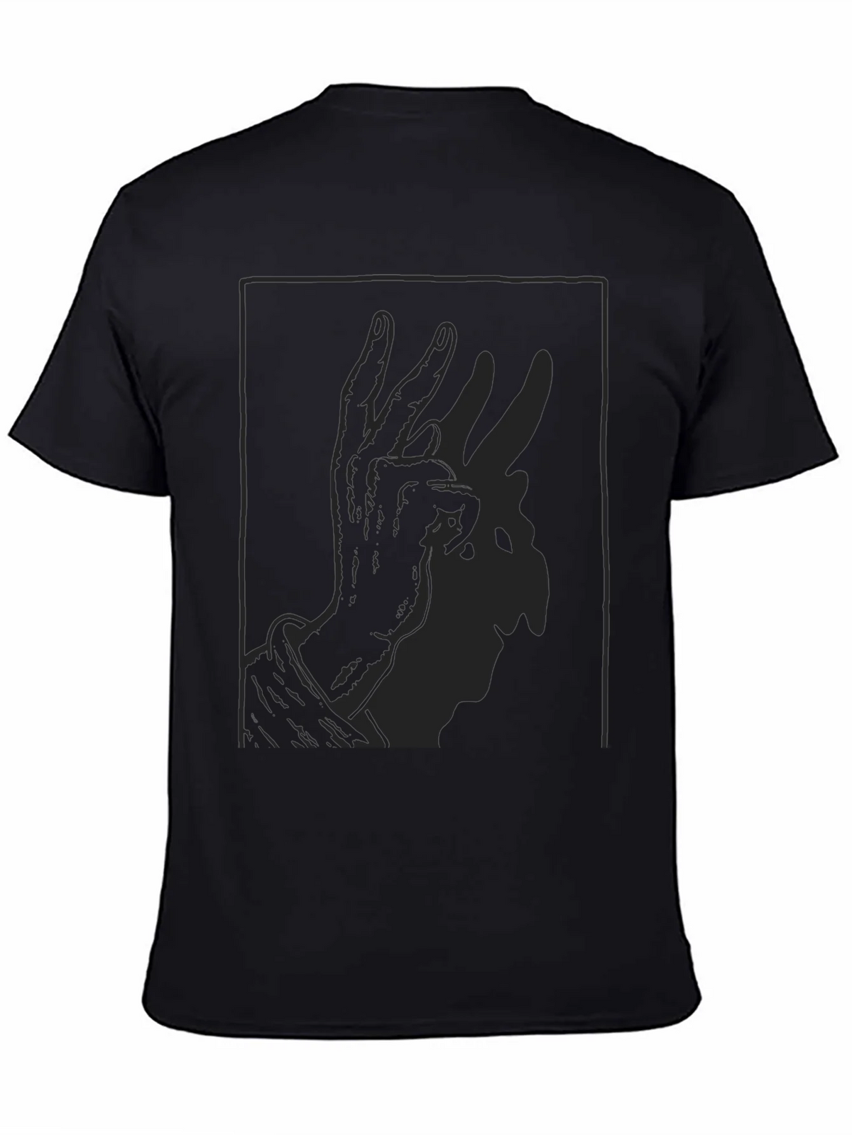 Shadow Rabbit Hand Gesture Black T-Shirt product image 4