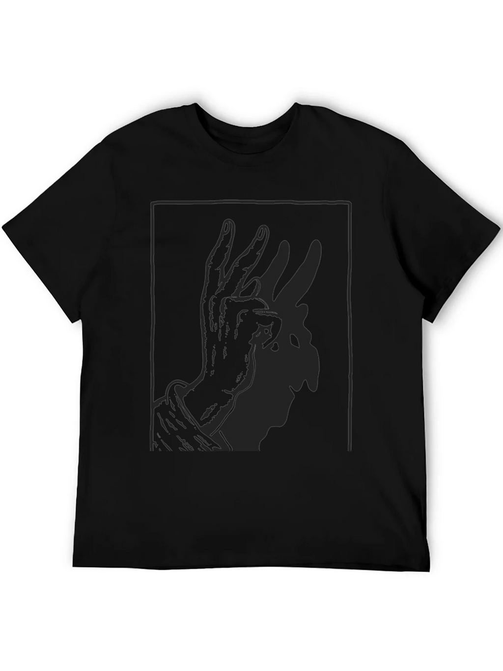 Shadow Rabbit Hand Gesture Black T-Shirt product image 5