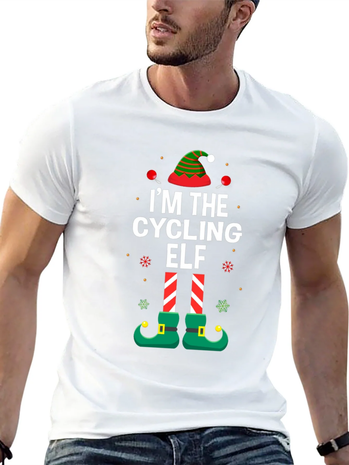 Cycling Elf Christmas T-Shirt Holiday Tee product image 12