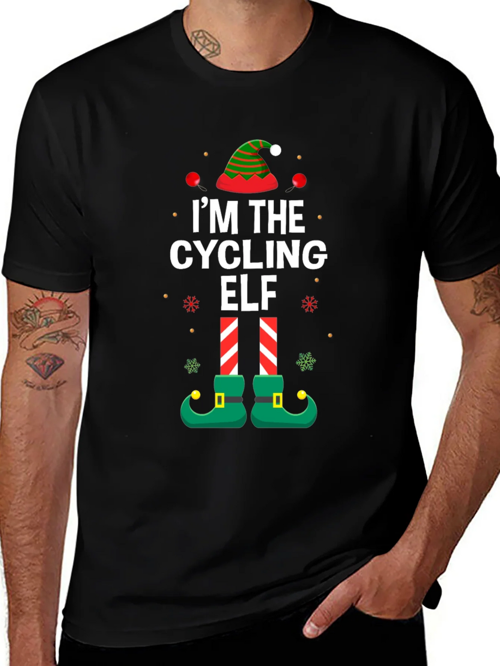 Cycling Elf Christmas T-Shirt Holiday Tee product image 1