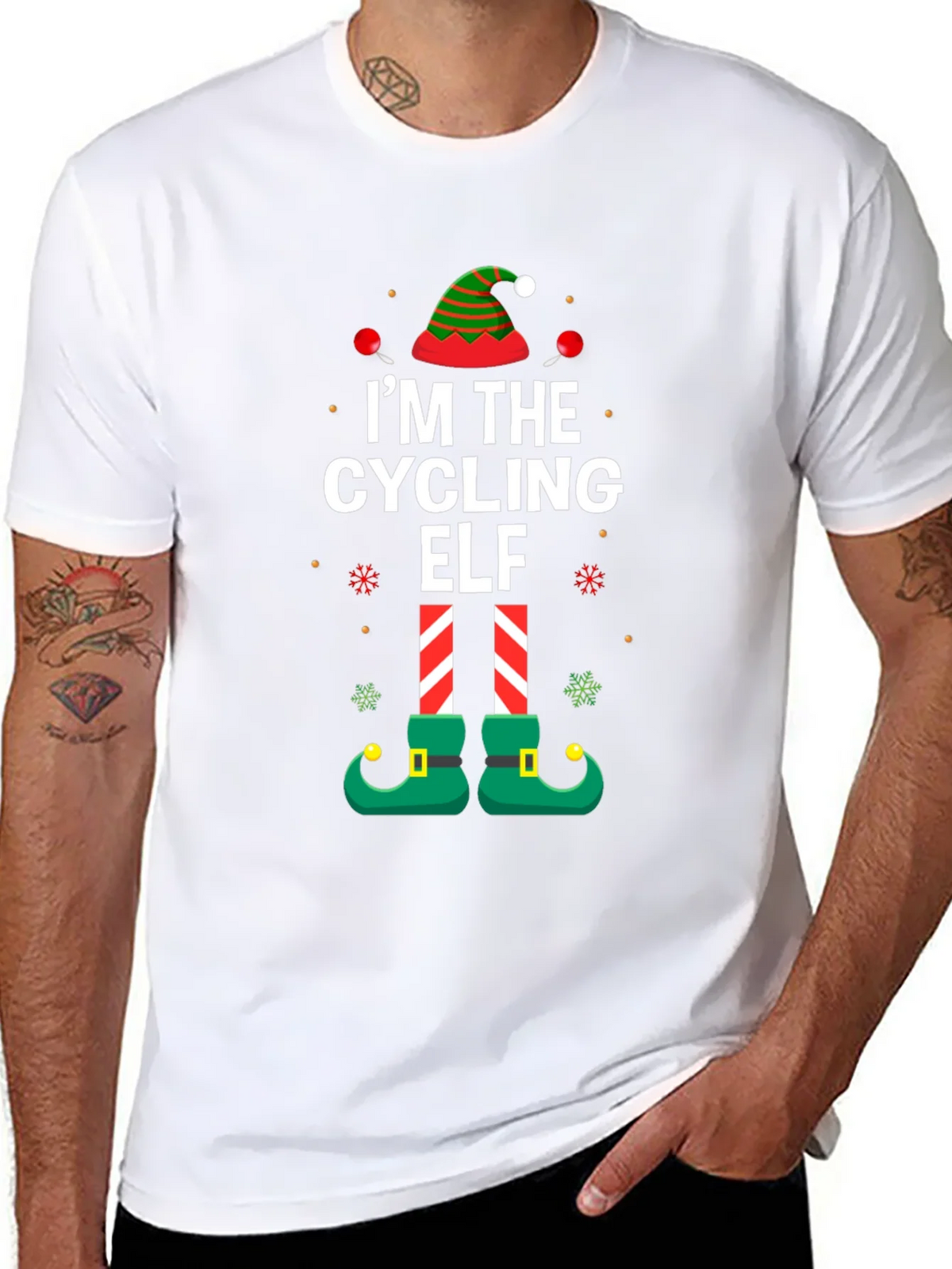 Cycling Elf Christmas T-Shirt Holiday Tee product image 7