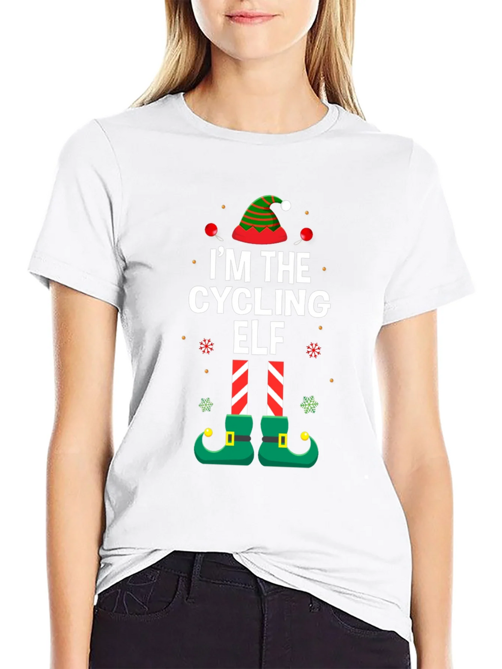 Cycling Elf Christmas T-Shirt Holiday Tee product image 8