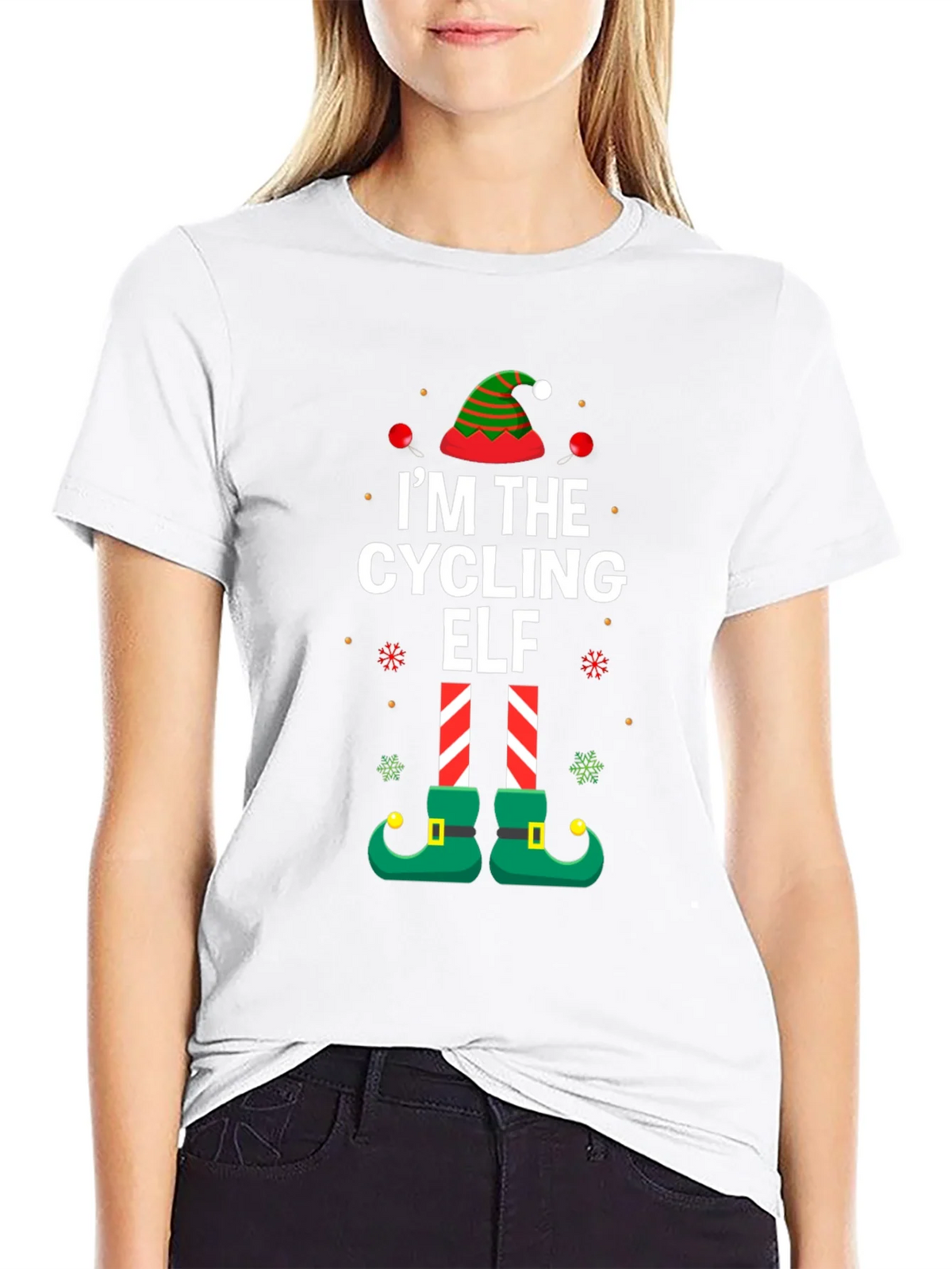Cycling Elf Christmas T-Shirt Holiday Tee product image 8