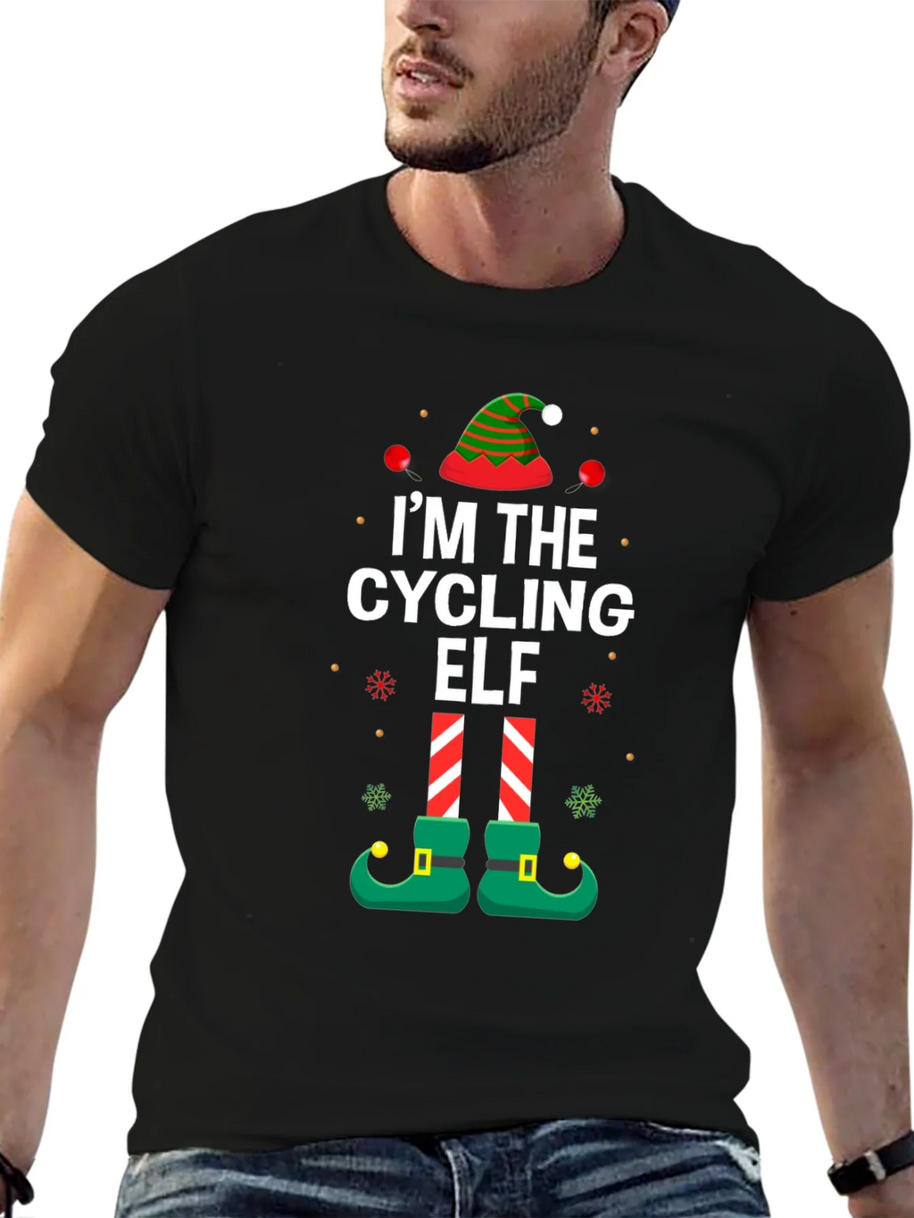 Cycling Elf Christmas T-Shirt Holiday Tee product image 6