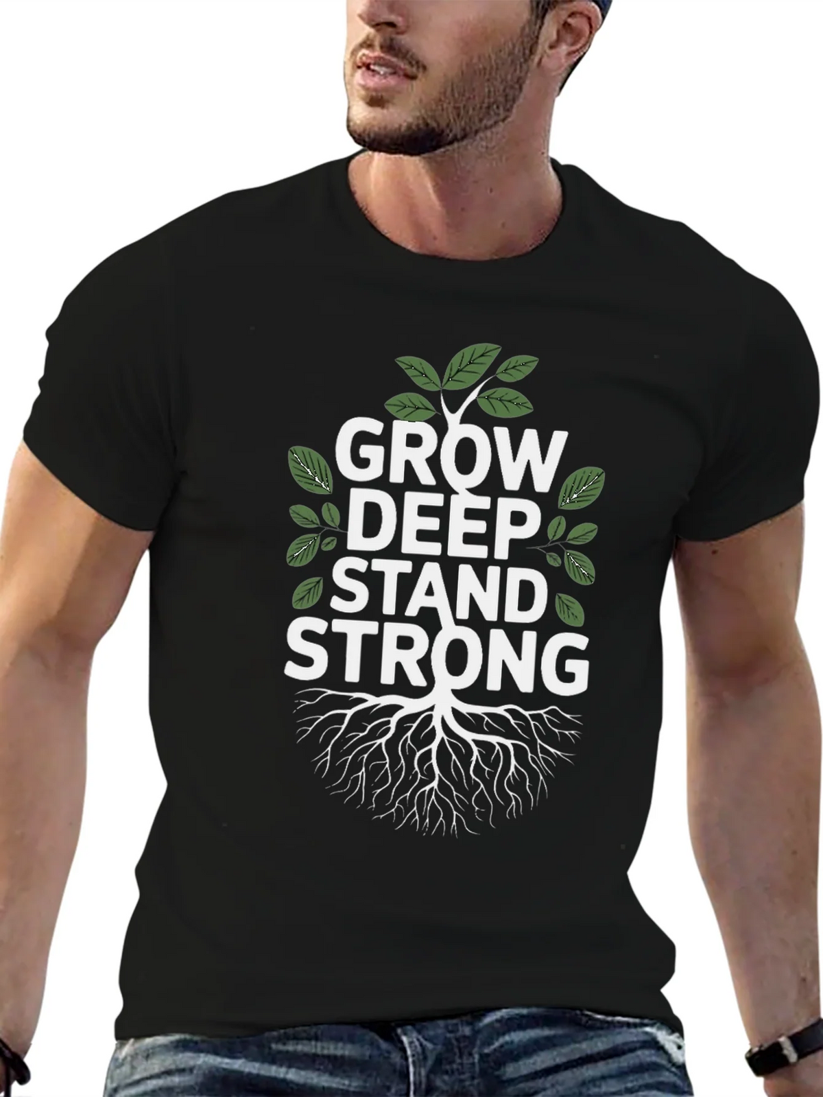Grow Deep Stand Strong Tree Graphic Tee product image 6