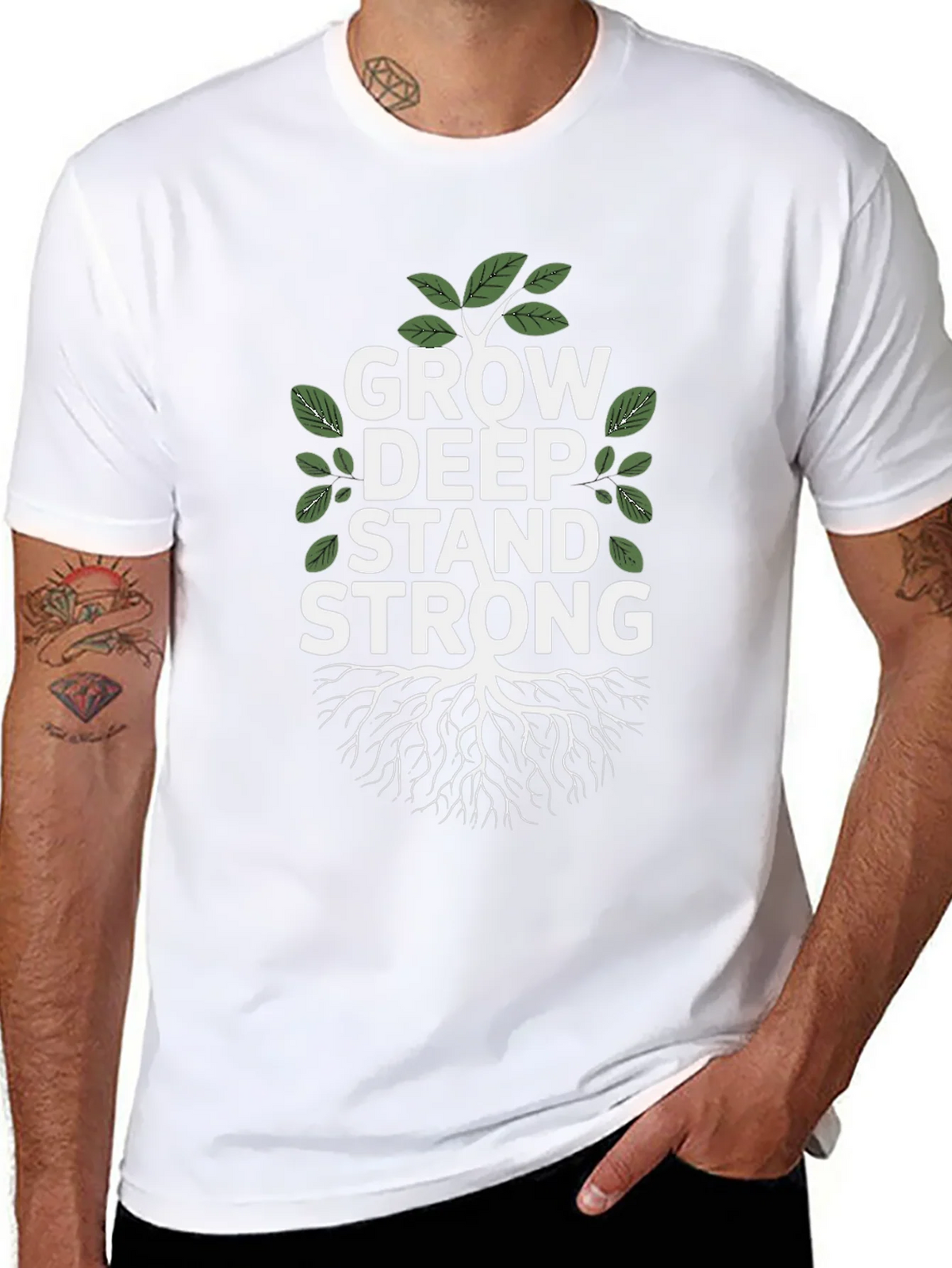 Grow Deep Stand Strong Tree Graphic Tee product image 7