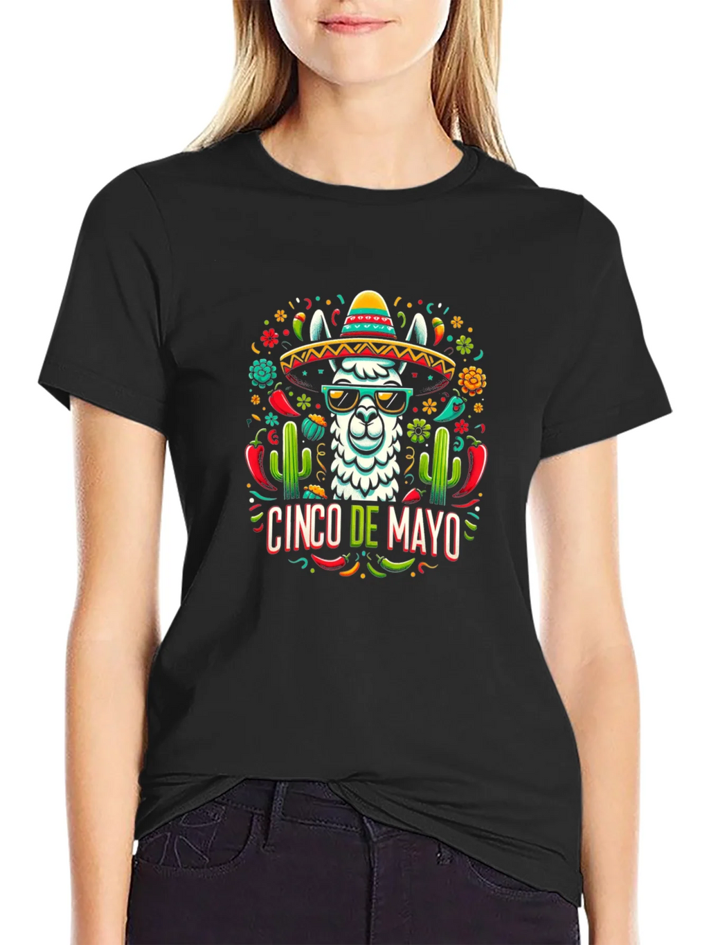 Cinco de Mayo Llama Graphic Tee - Black product image 2