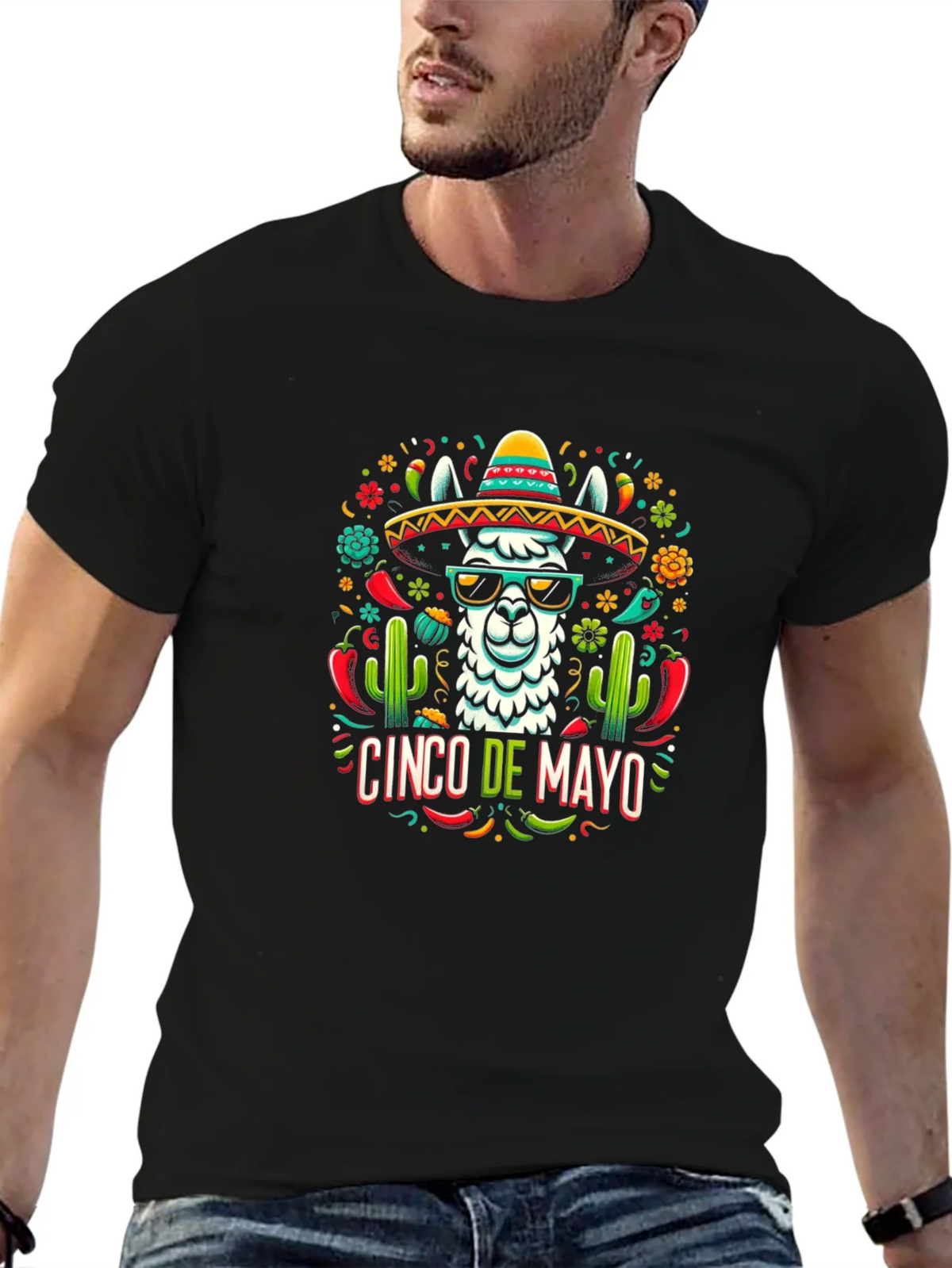 Cinco de Mayo Llama Graphic Tee - Black product image 6