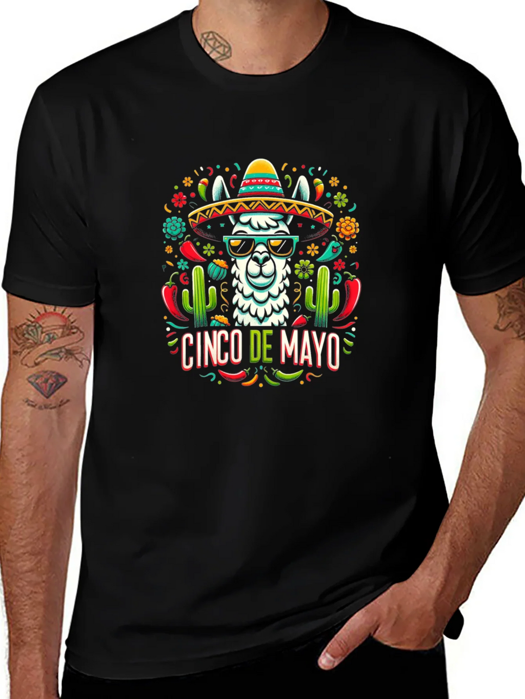 Cinco de Mayo Llama Graphic Tee - Black product image 1