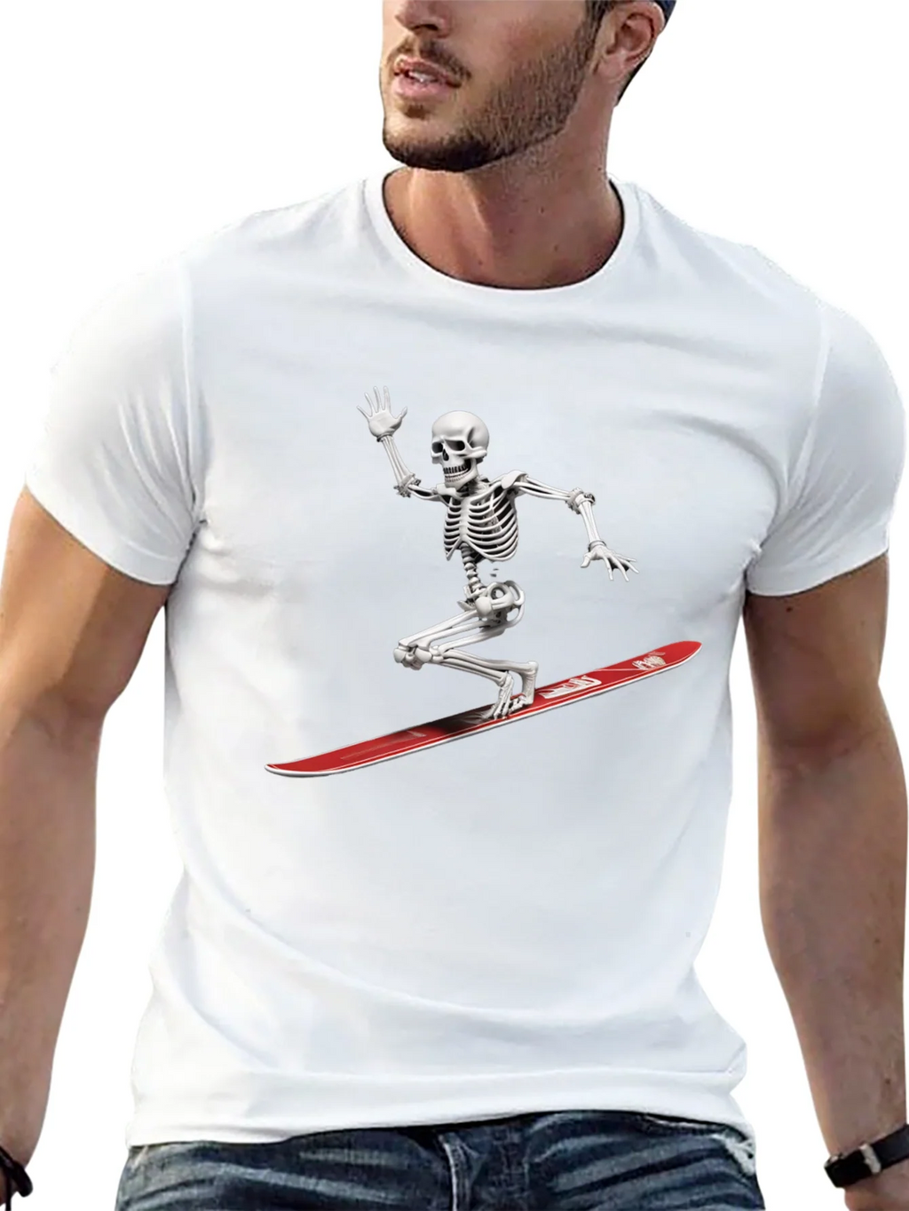 Skeleton Surfing Graphic Tee - Black Casual T-Shirt product image 12