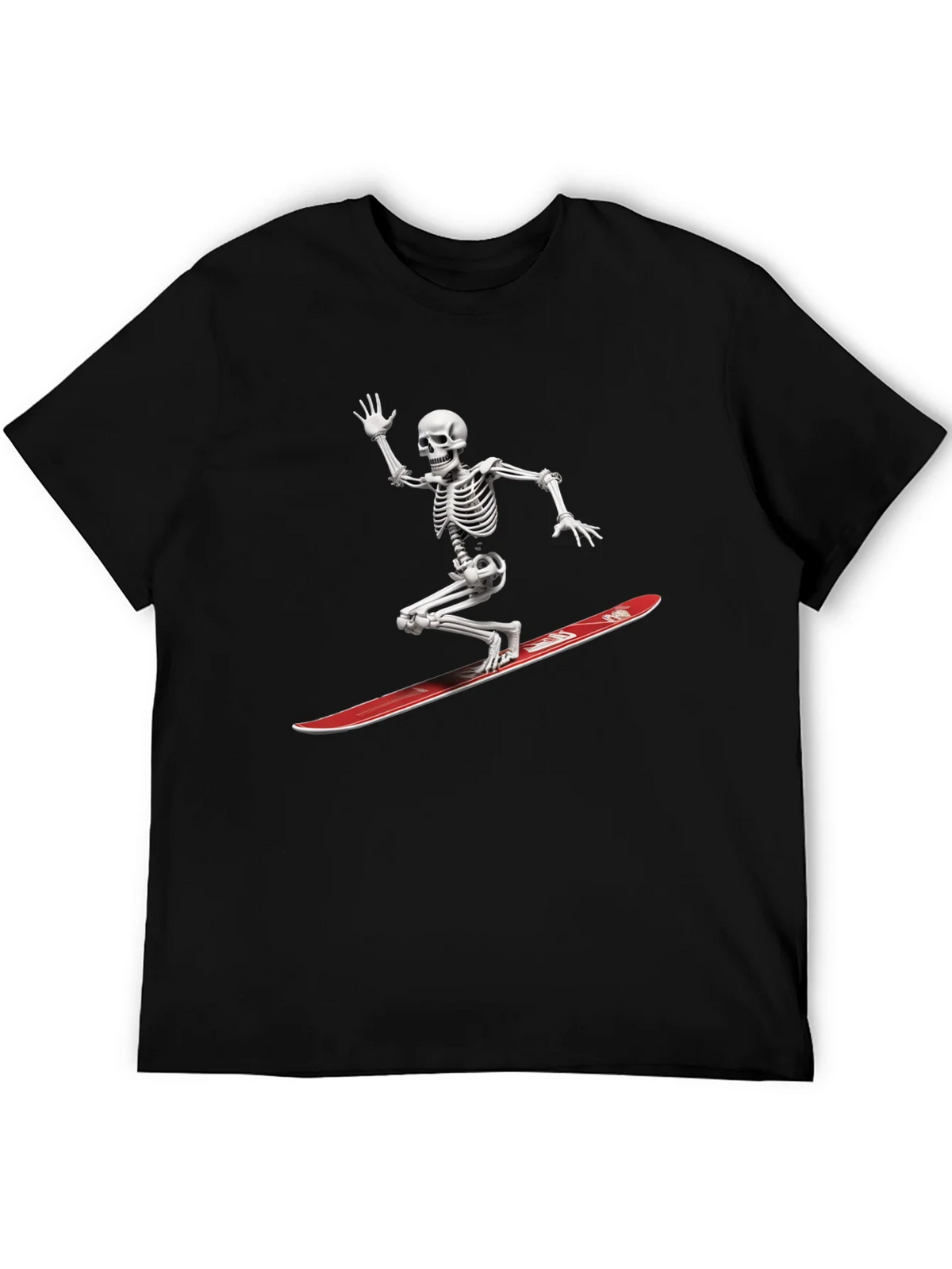 Skeleton Surfing Graphic Tee - Black Casual T-Shirt product image 5
