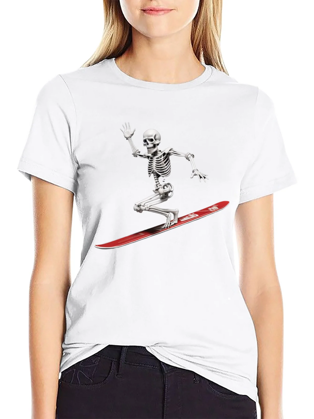 Skeleton Surfing Graphic Tee - Black Casual T-Shirt product image 8