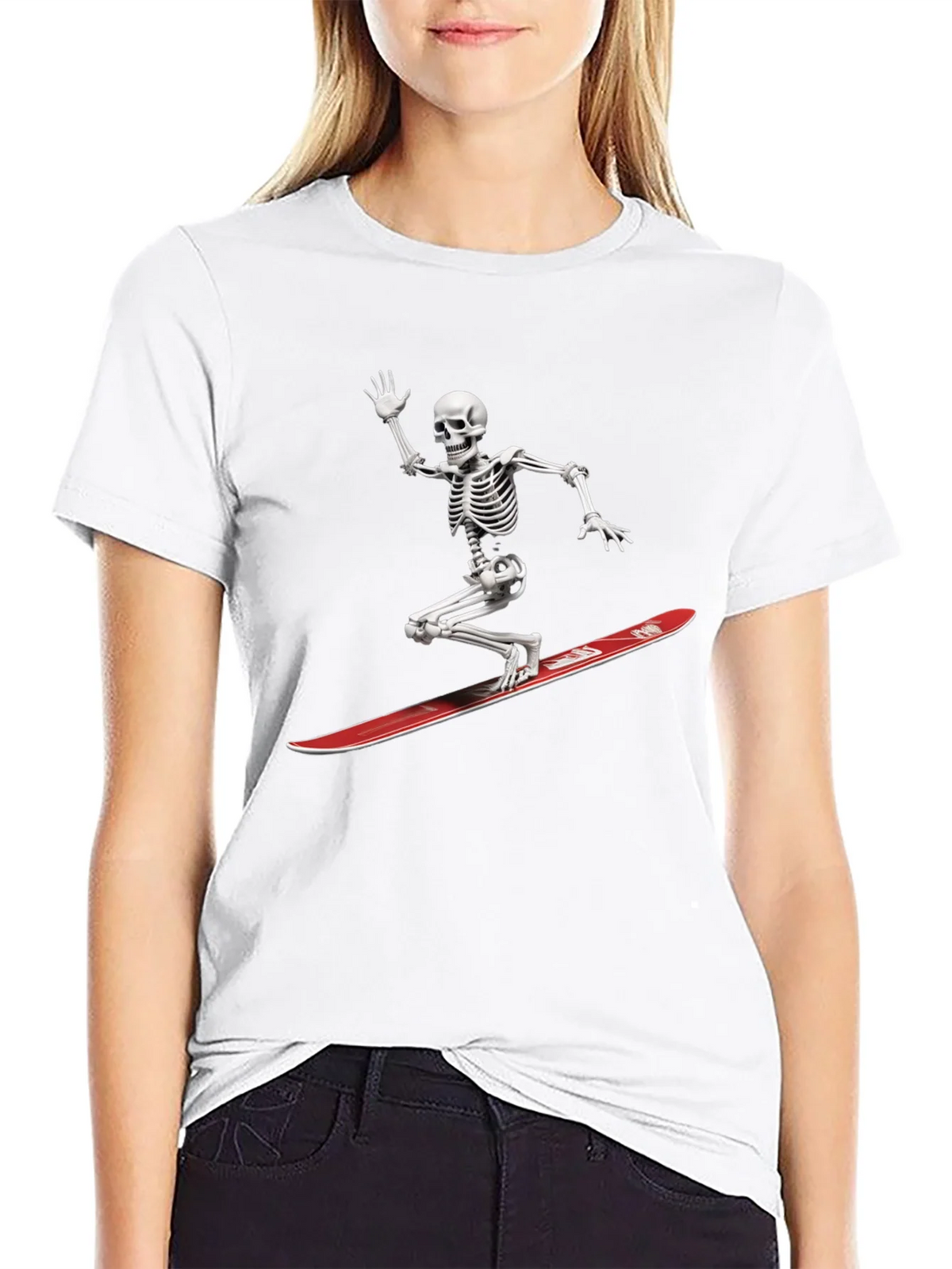 Skeleton Surfing Graphic Tee - Black Casual T-Shirt product image 8