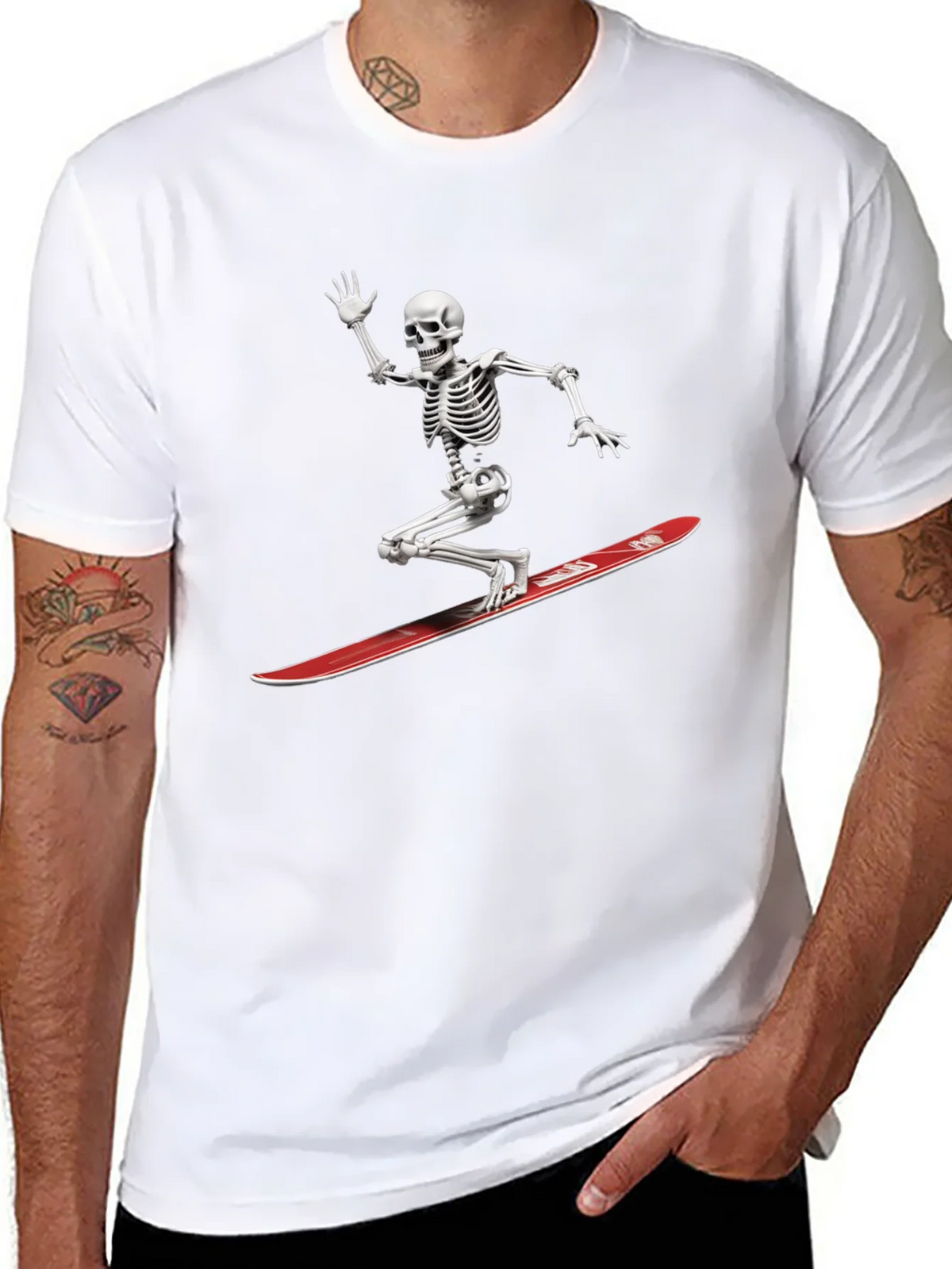 Skeleton Surfing Graphic Tee - Black Casual T-Shirt product image 7