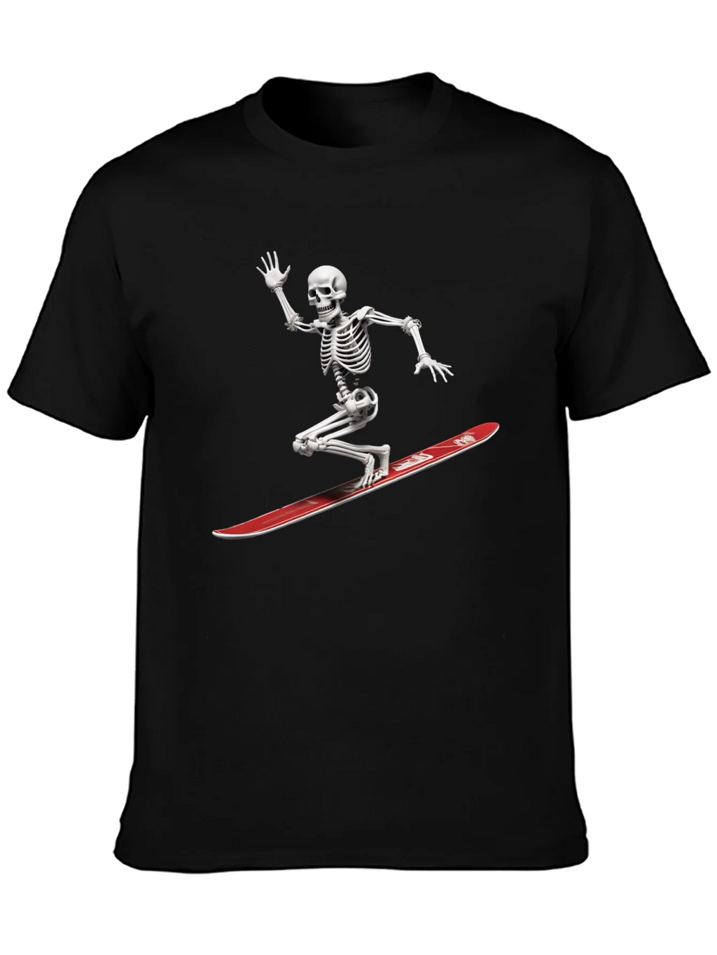 Skeleton Surfing Graphic Tee - Black Casual T-Shirt product image 3