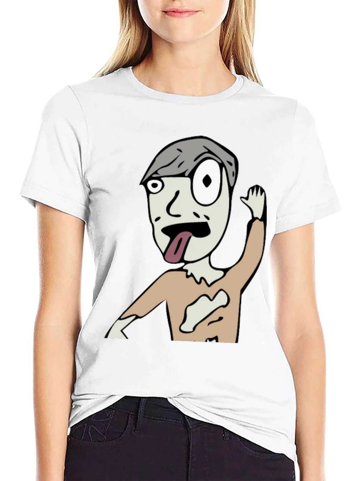 Zombie Cartoon Graphic Black T-Shirt product image 6