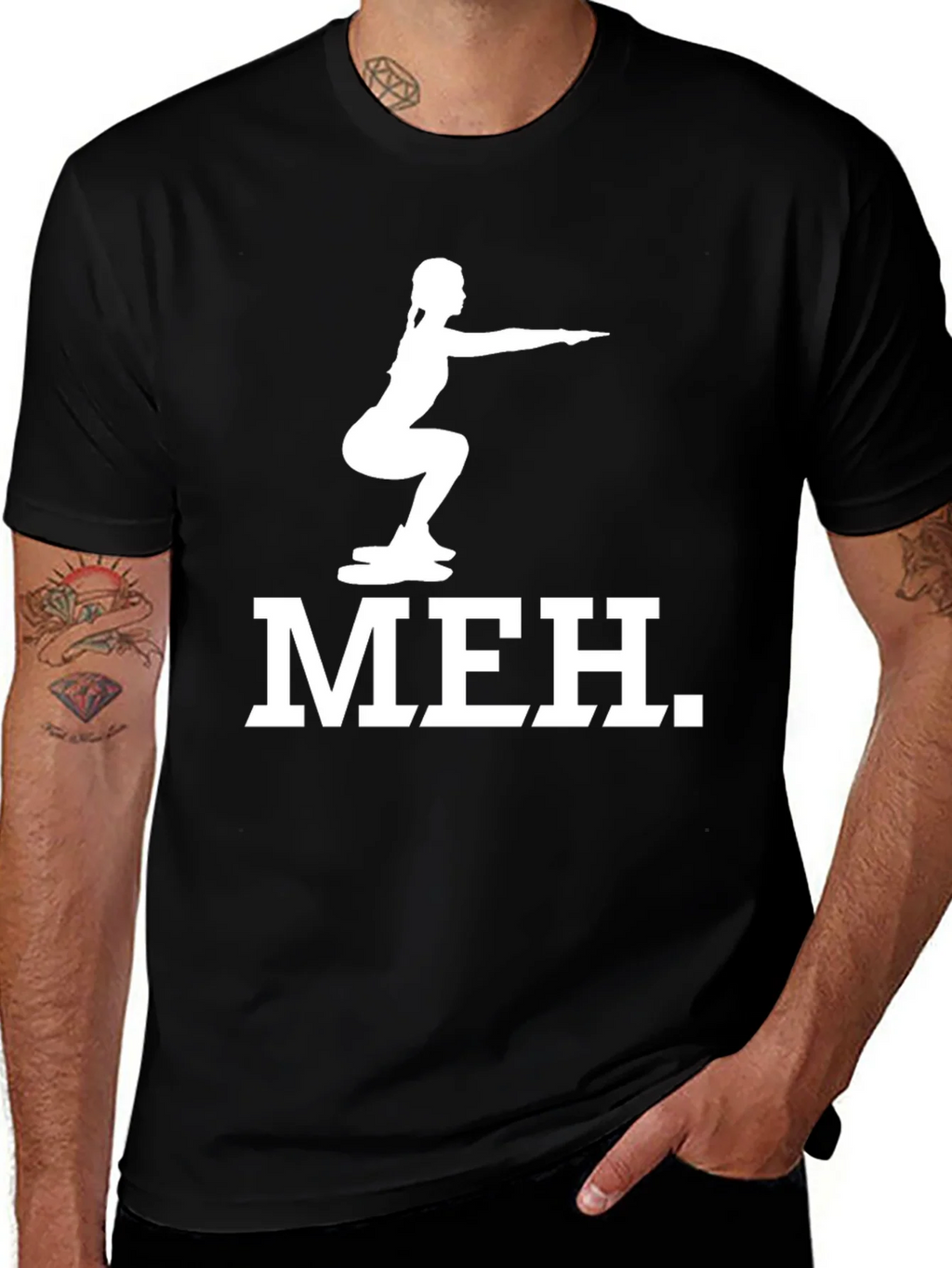 Meh Squat Graphic Tee - Fitness Humor T-Shirt product image 1