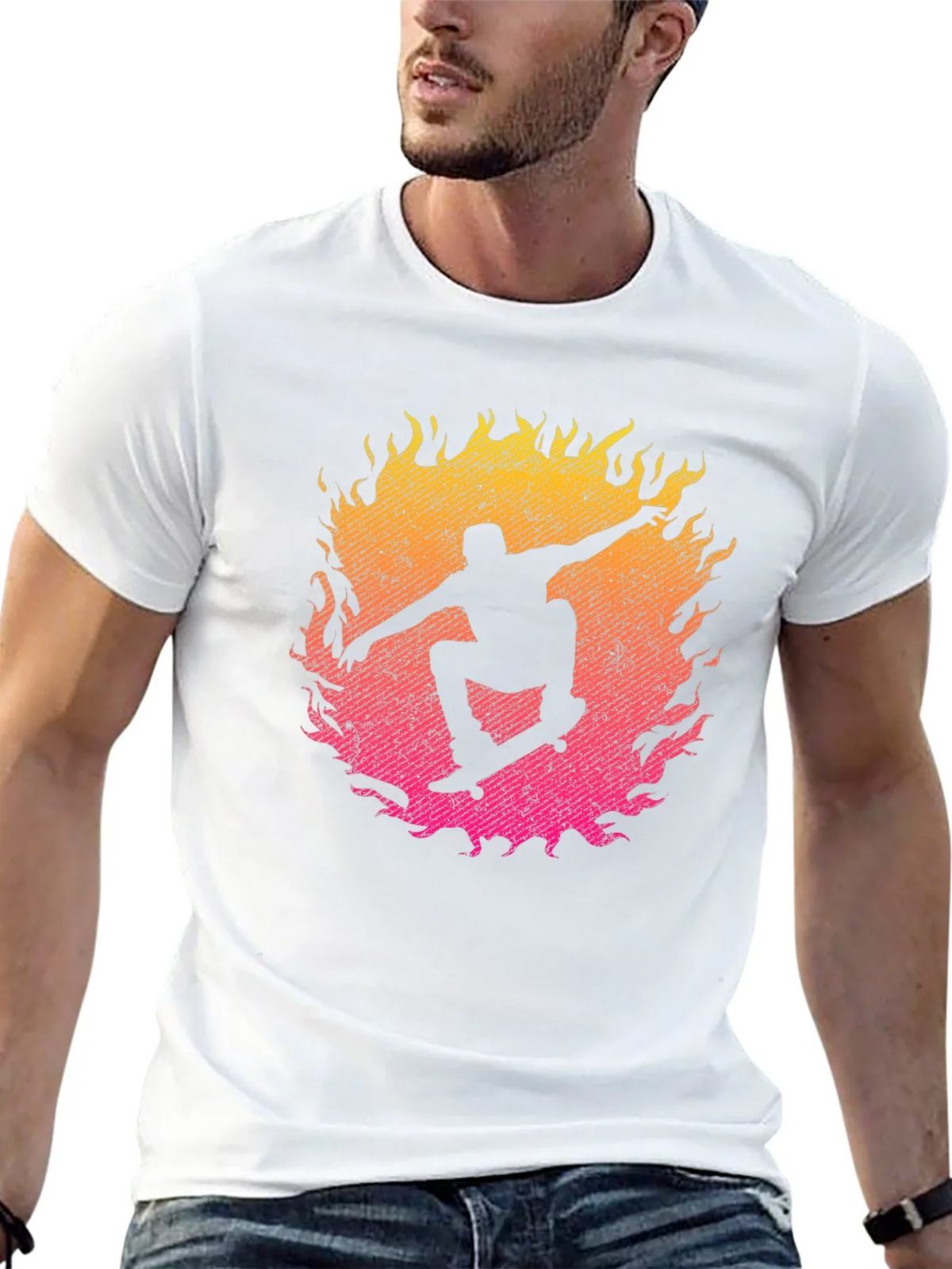 Skateboarder Fire Graphic T-Shirt product image 12
