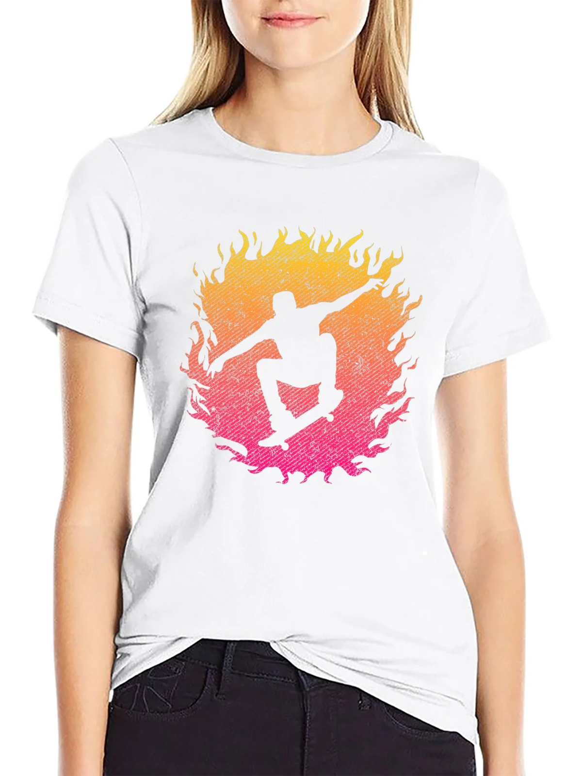 Skateboarder Fire Graphic T-Shirt product image 8