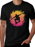 Skateboarder Fire Graphic T-Shirt product image 1