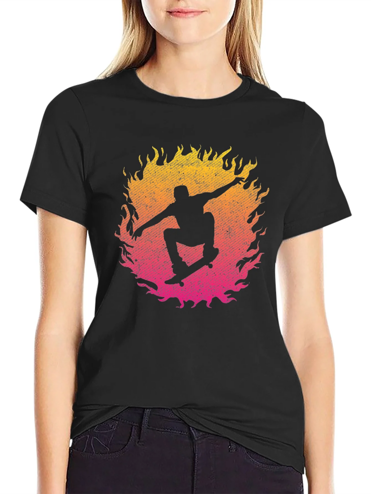 Skateboarder Fire Graphic T-Shirt product image 2