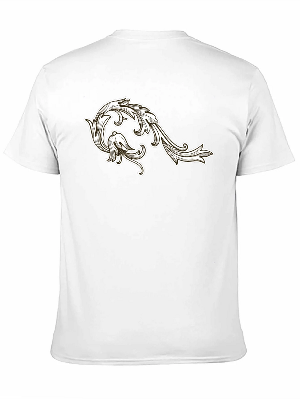 Mens Black T-Shirt with Floral Ornament Design product image 9