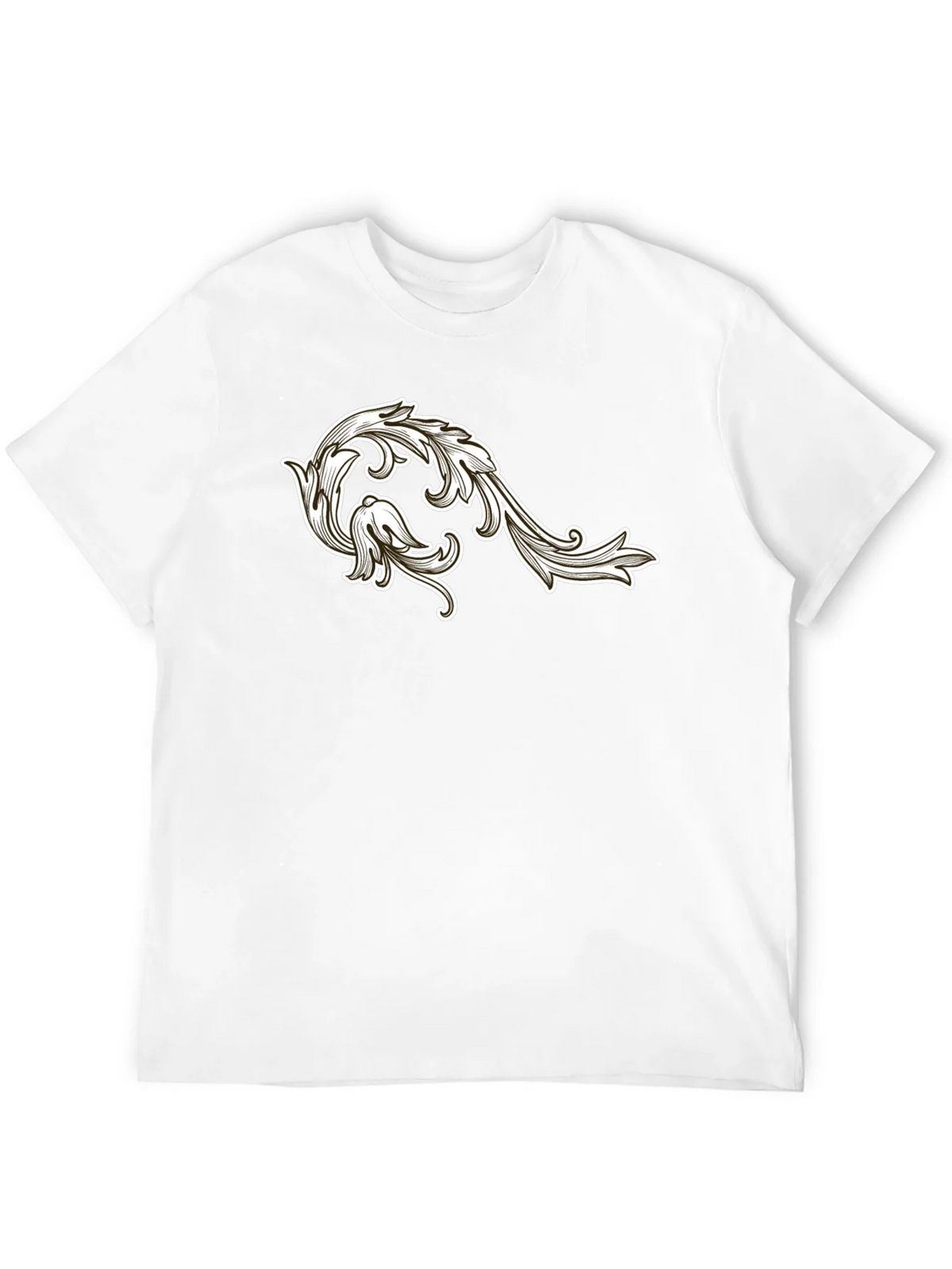 Mens Black T-Shirt with Floral Ornament Design product image 10