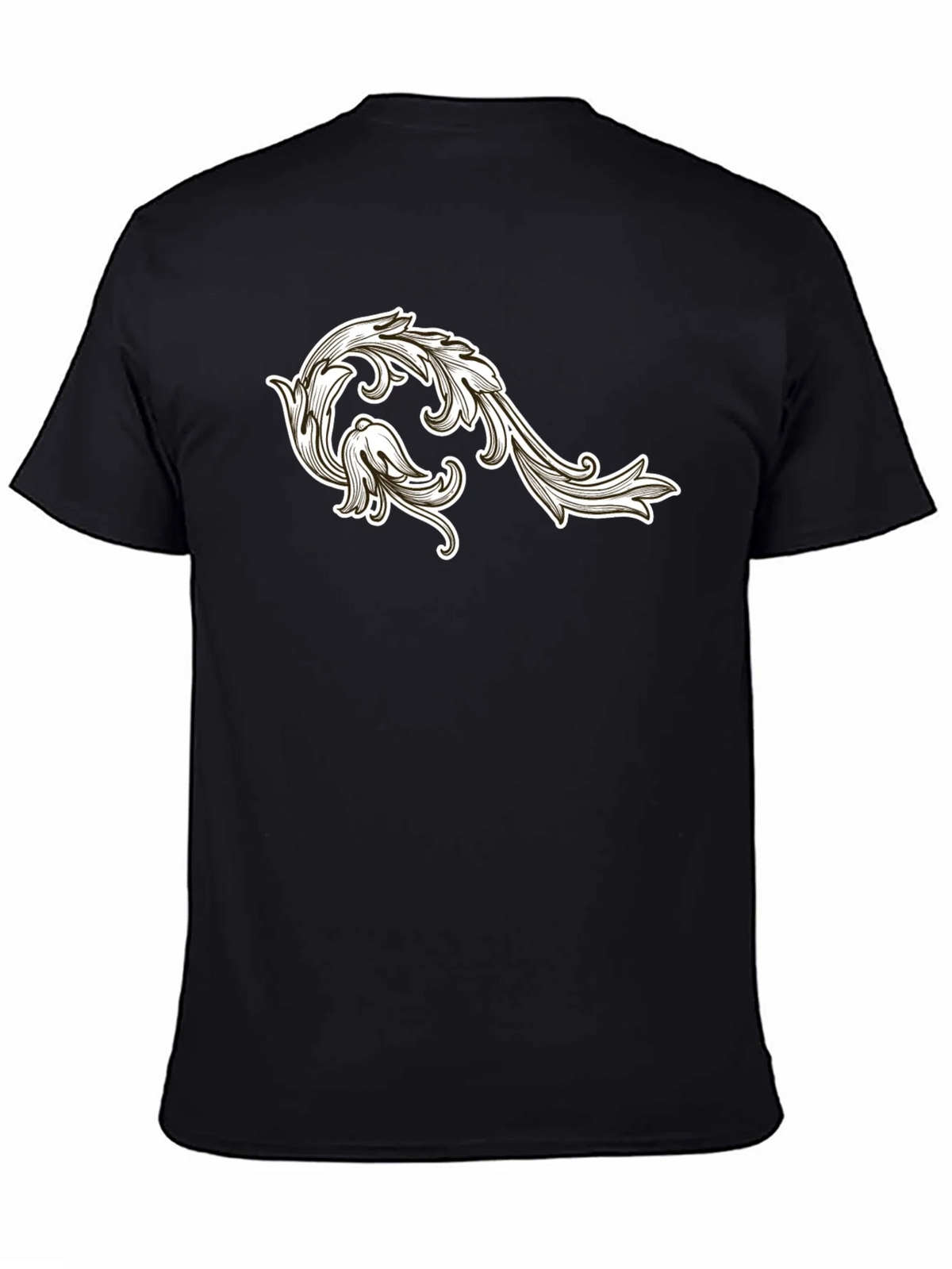 Mens Black T-Shirt with Floral Ornament Design product image 3