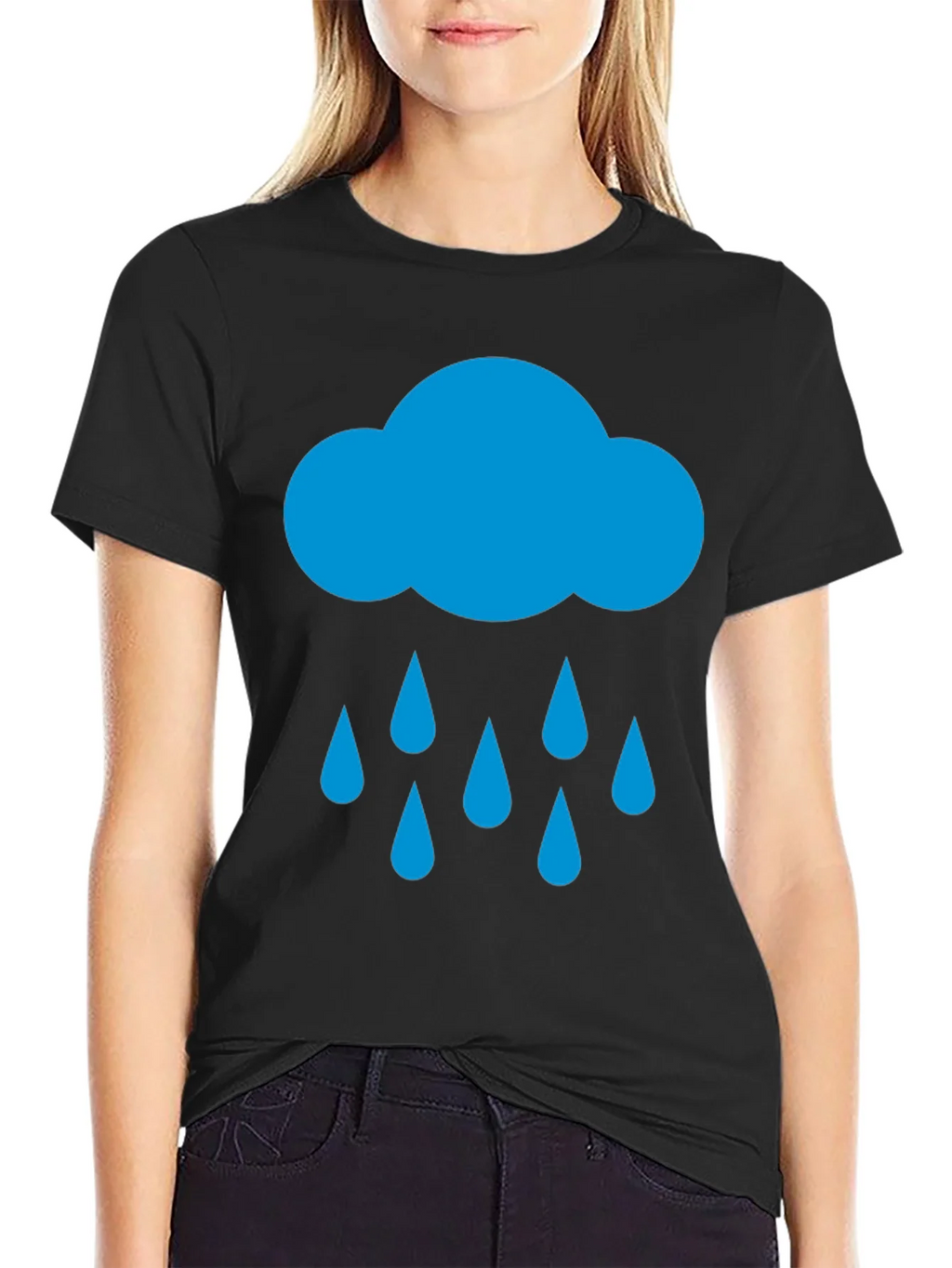 Rain Cloud Graphic Tee - Black Cotton T-Shirt product image 1