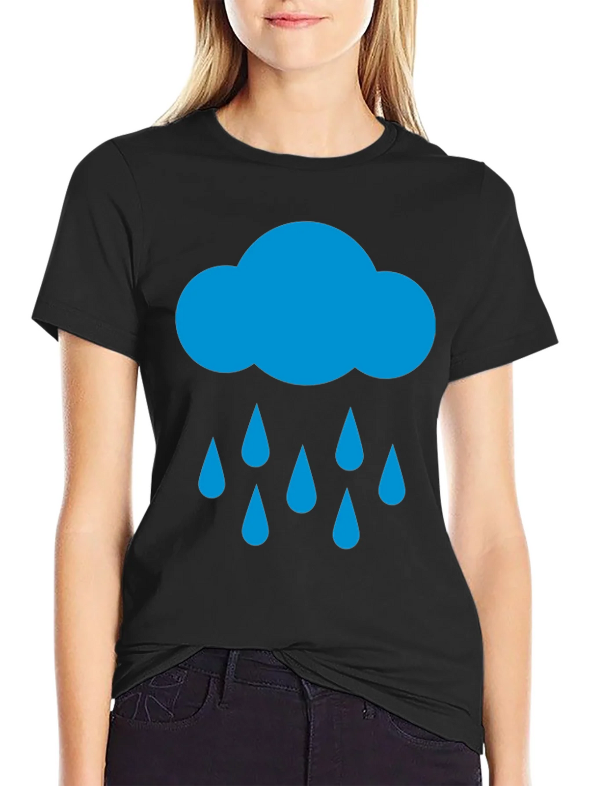 Rain Cloud Graphic Tee - Black Cotton T-Shirt product image 1