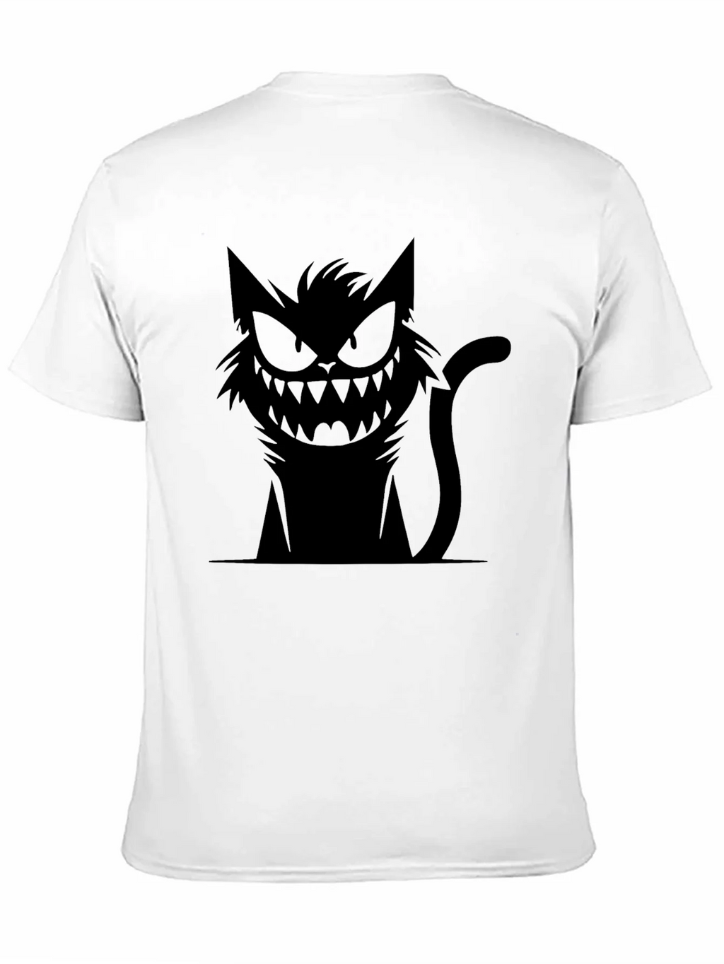 Mens Black T-Shirt with Spooky Cat Graphic product image 10