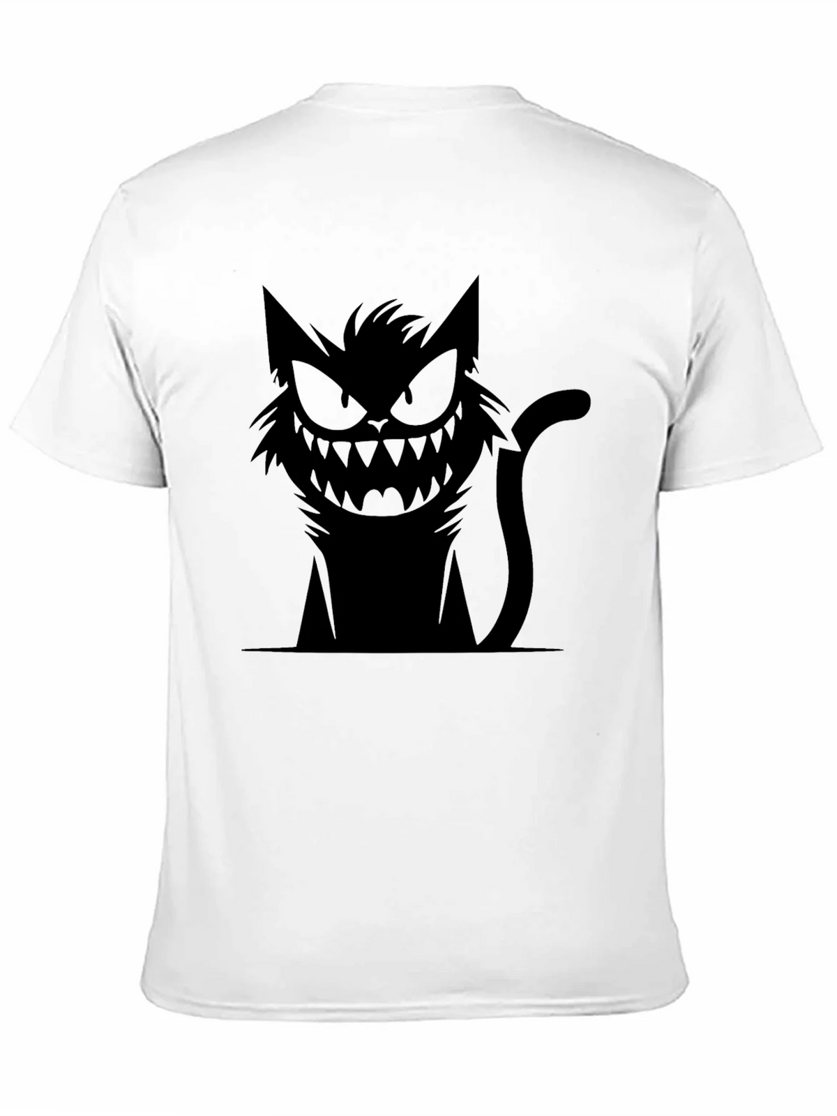 Mens Black T-Shirt with Spooky Cat Graphic product image 10