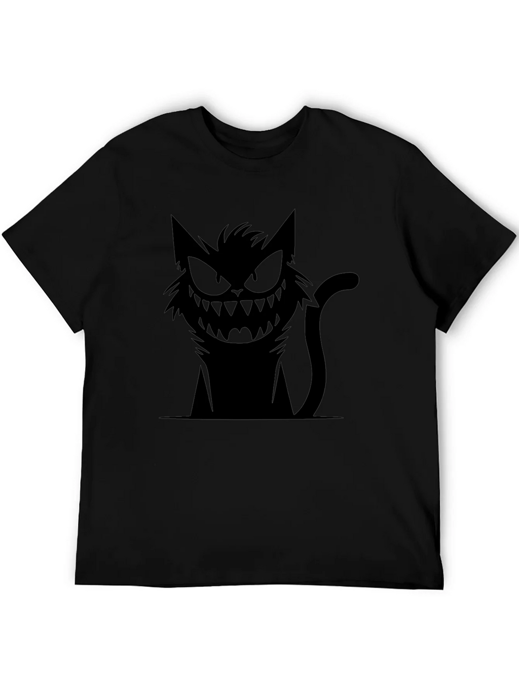 Mens Black T-Shirt with Spooky Cat Graphic product image 5