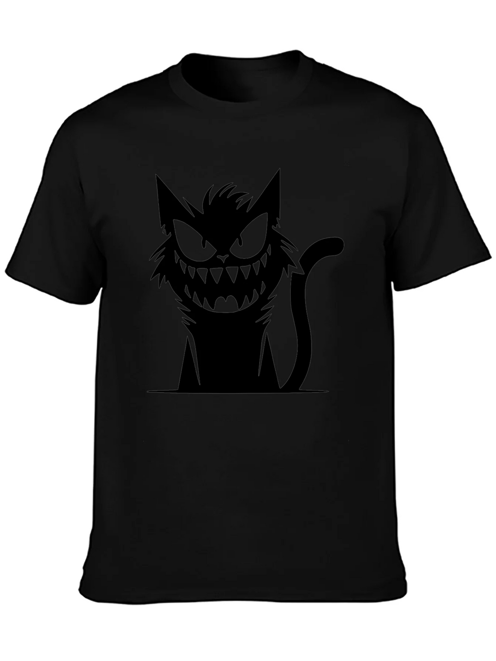 Mens Black T-Shirt with Spooky Cat Graphic product image 3