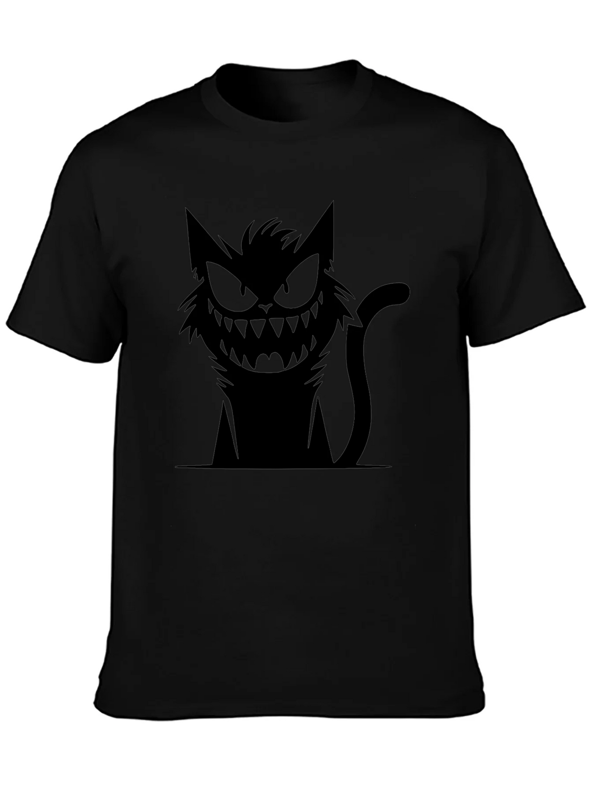 Mens Black T-Shirt with Spooky Cat Graphic product image 3