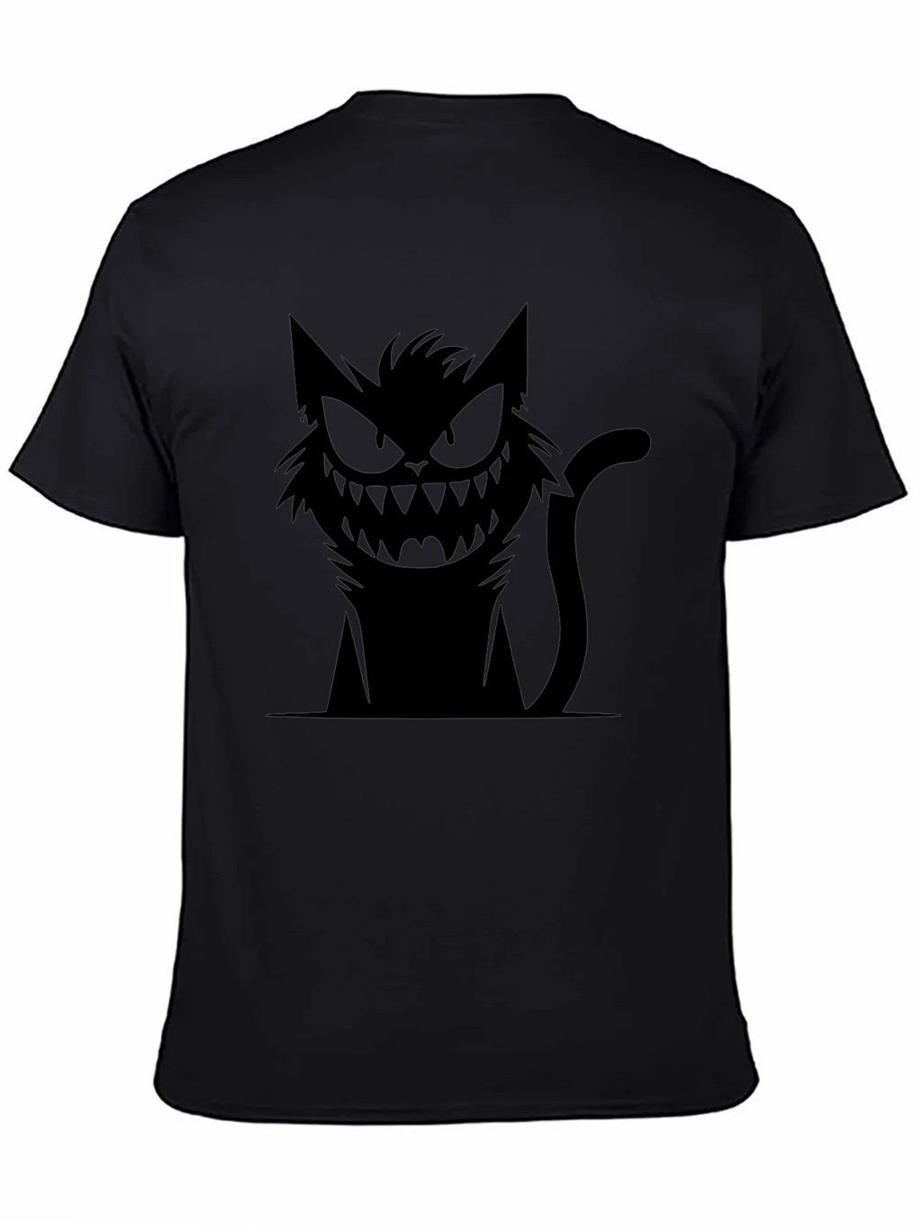 Mens Black T-Shirt with Spooky Cat Graphic product image 4