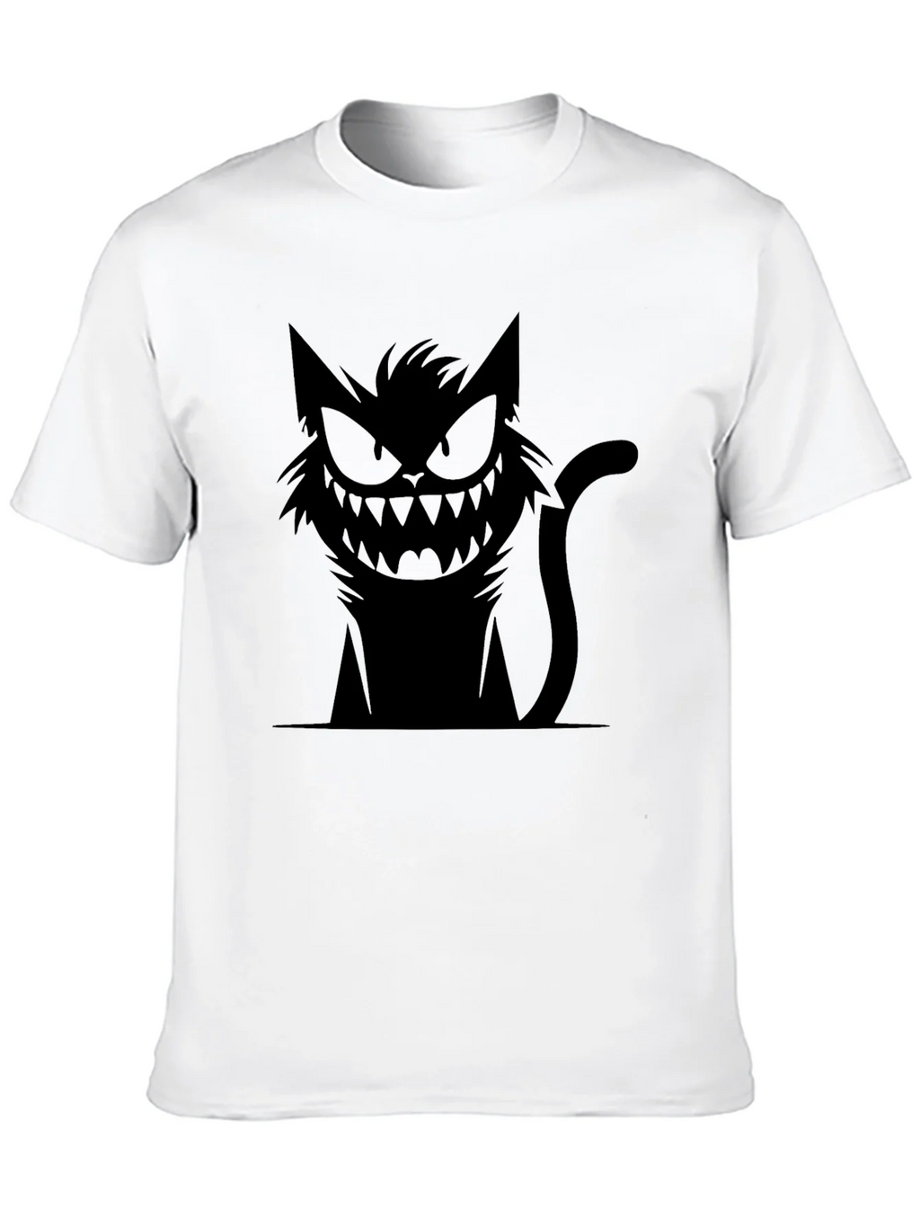Mens Black T-Shirt with Spooky Cat Graphic product image 9