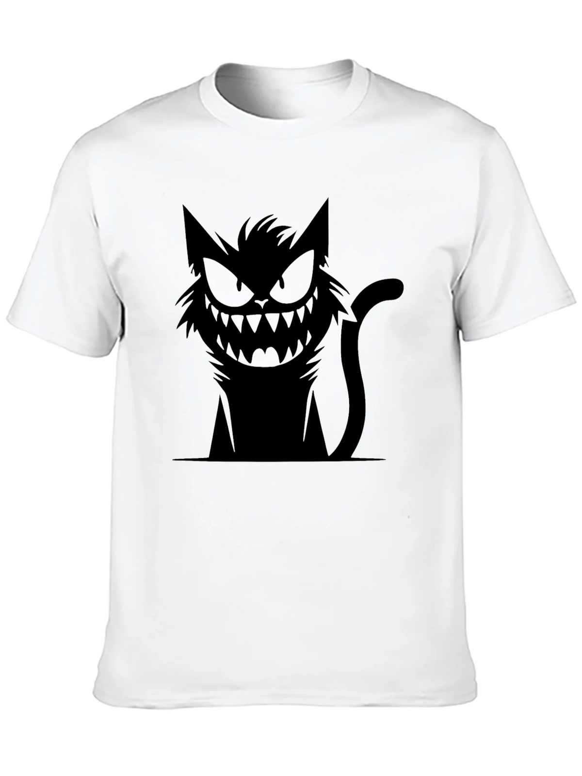 Mens Black T-Shirt with Spooky Cat Graphic product image 9
