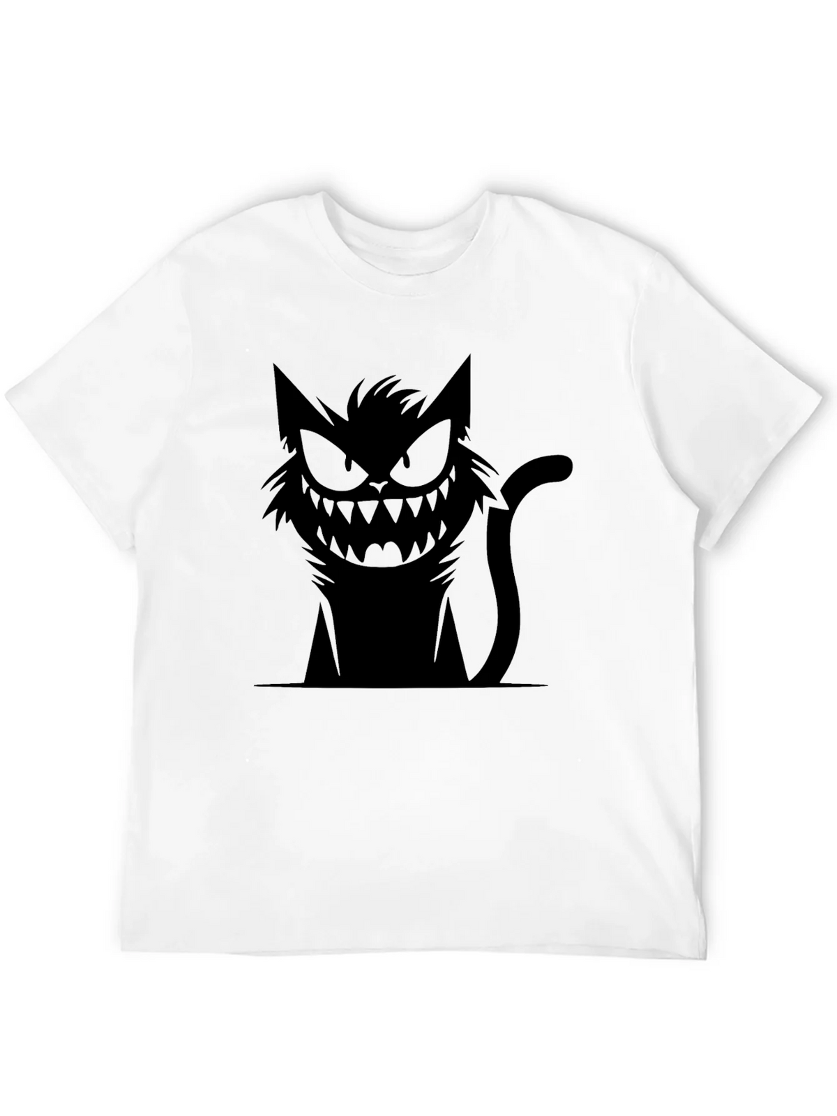 Mens Black T-Shirt with Spooky Cat Graphic product image 11