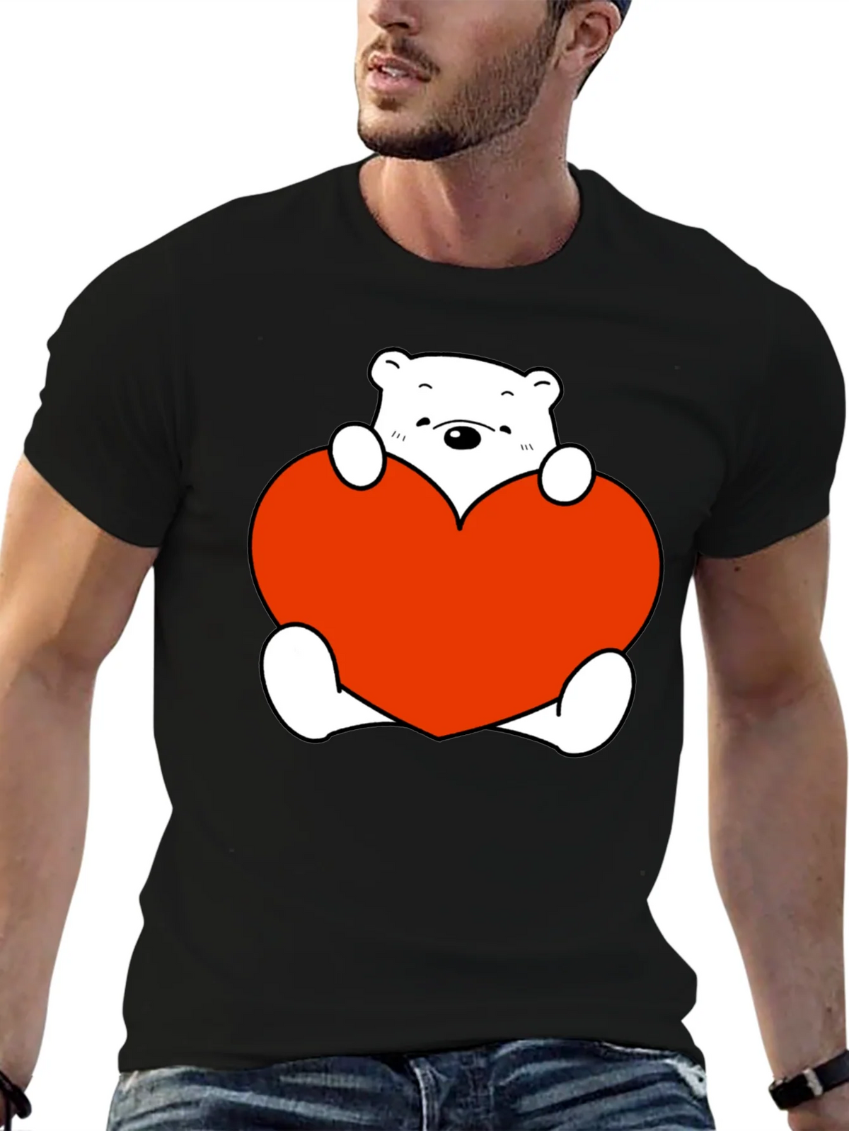 Cute Bear with Heart Graphic T-Shirt product image 4