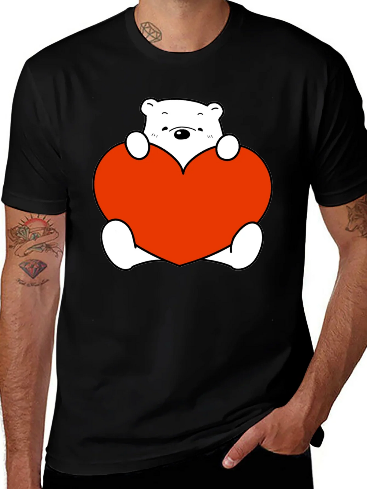 Cute Bear with Heart Graphic T-Shirt product image 1
