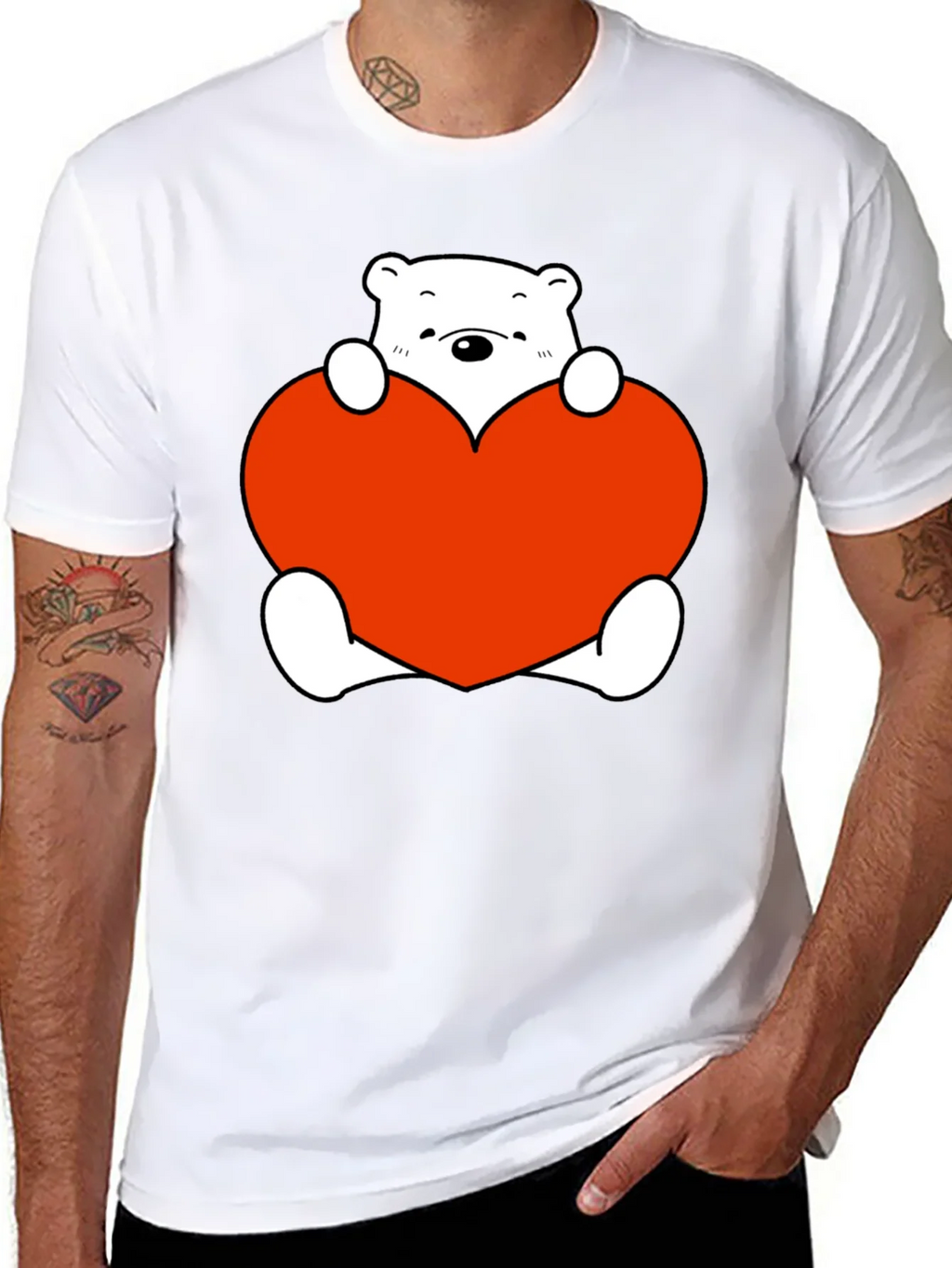 Cute Bear with Heart Graphic T-Shirt product image 5