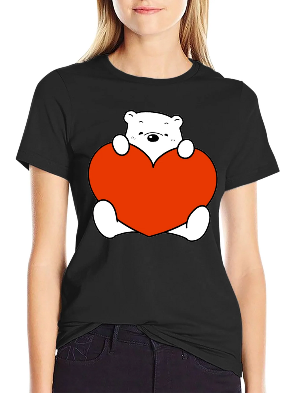 Cute Bear with Heart Graphic T-Shirt product image 2