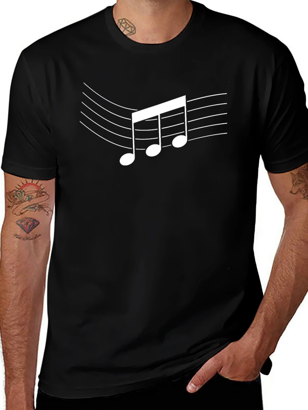 Music Note Graphic Black T-Shirt - Casual Style product image 1