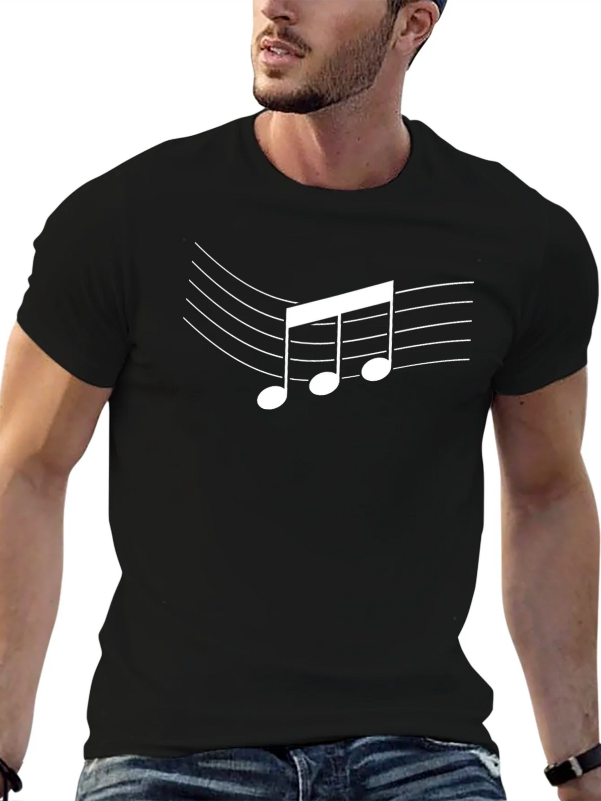 Music Note Graphic Black T-Shirt - Casual Style product image 6