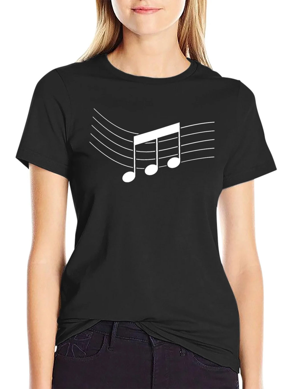 Music Note Graphic Black T-Shirt - Casual Style product image 2