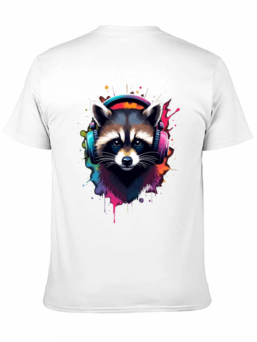 Cool Raccoon Headphone Black Tee product image 10